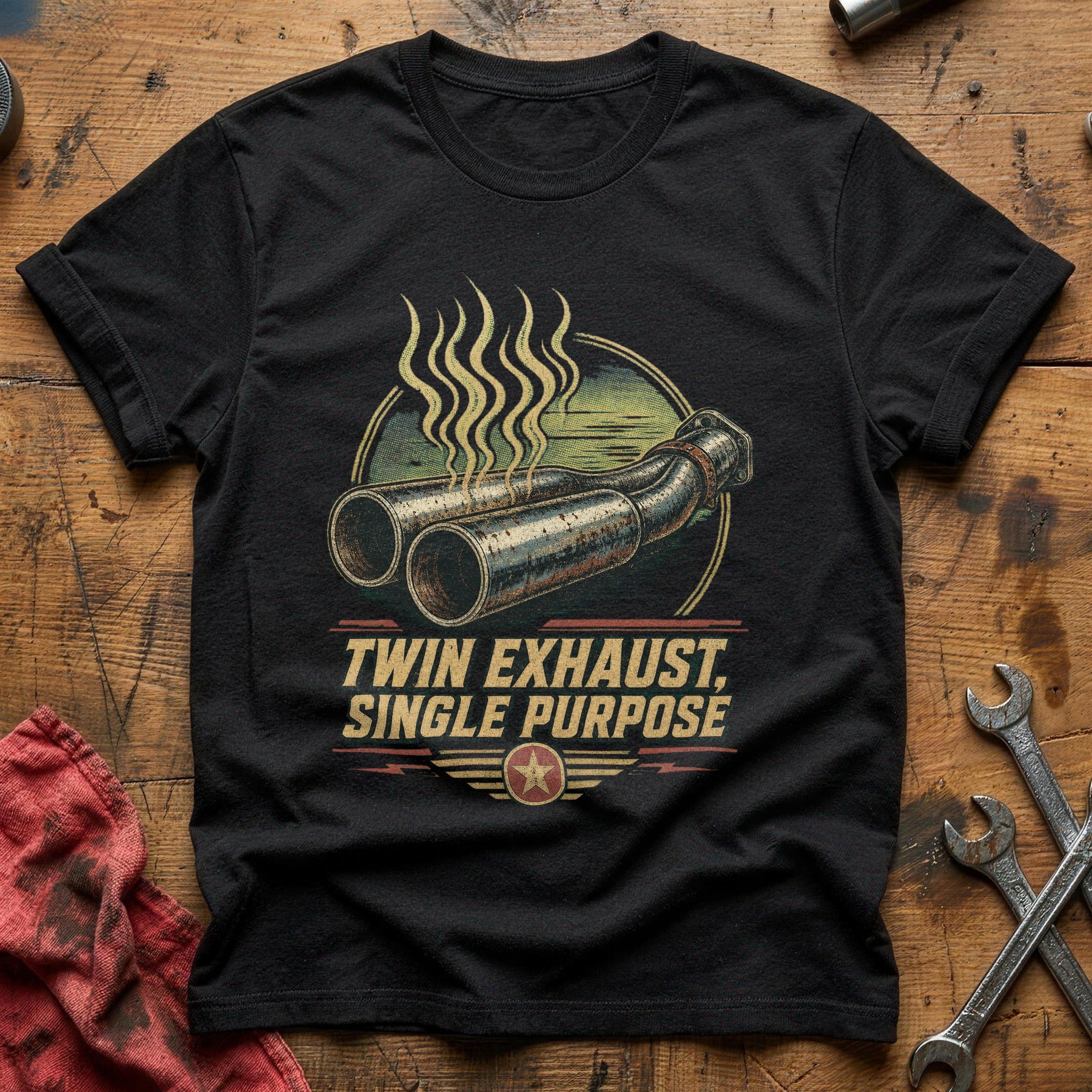 Twin Exhaust, Single Purpose T-Shirt - Black
