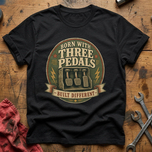 Born with Three Pedals T-Shirt - Black
