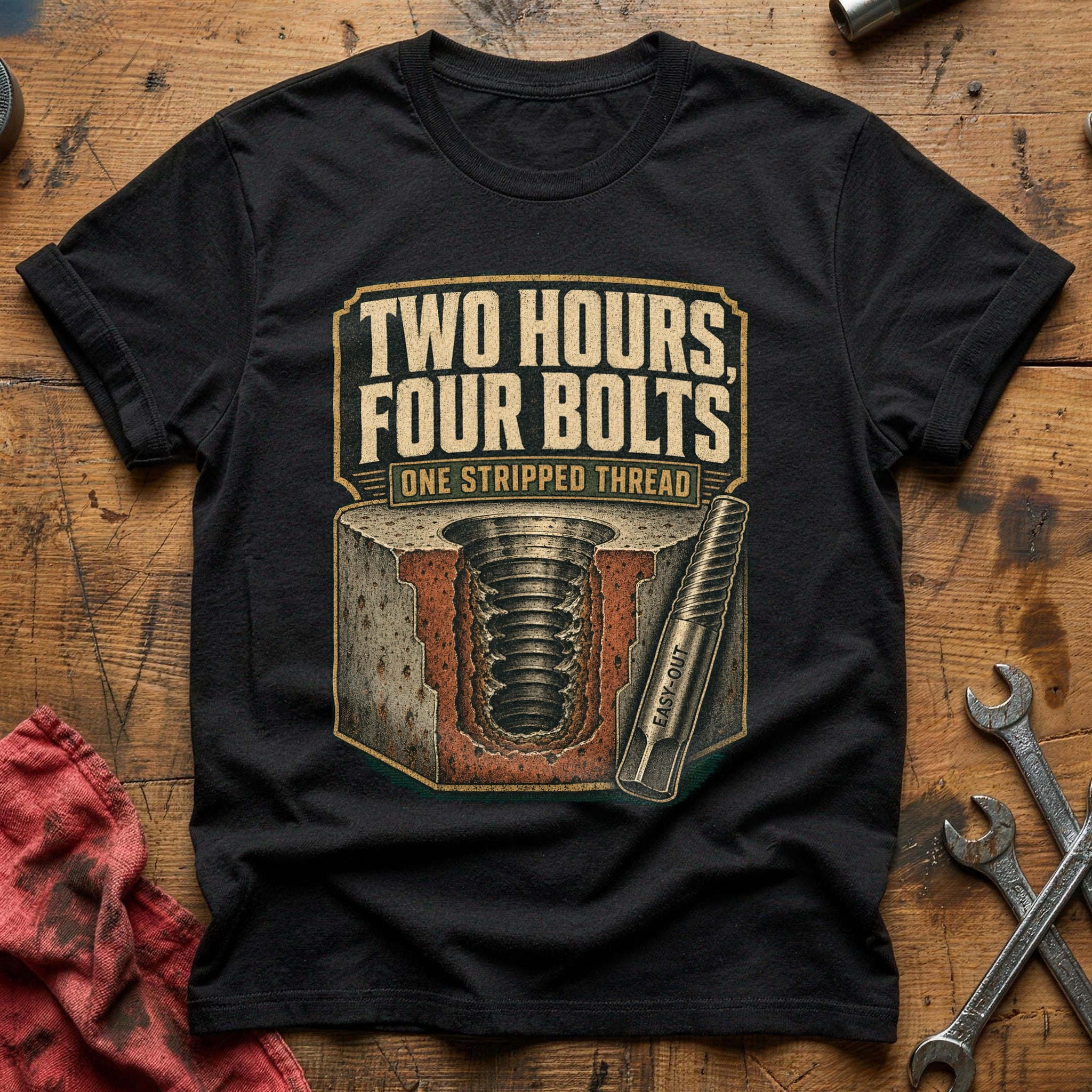 Two Hours, Four Bolts T-Shirt - Black