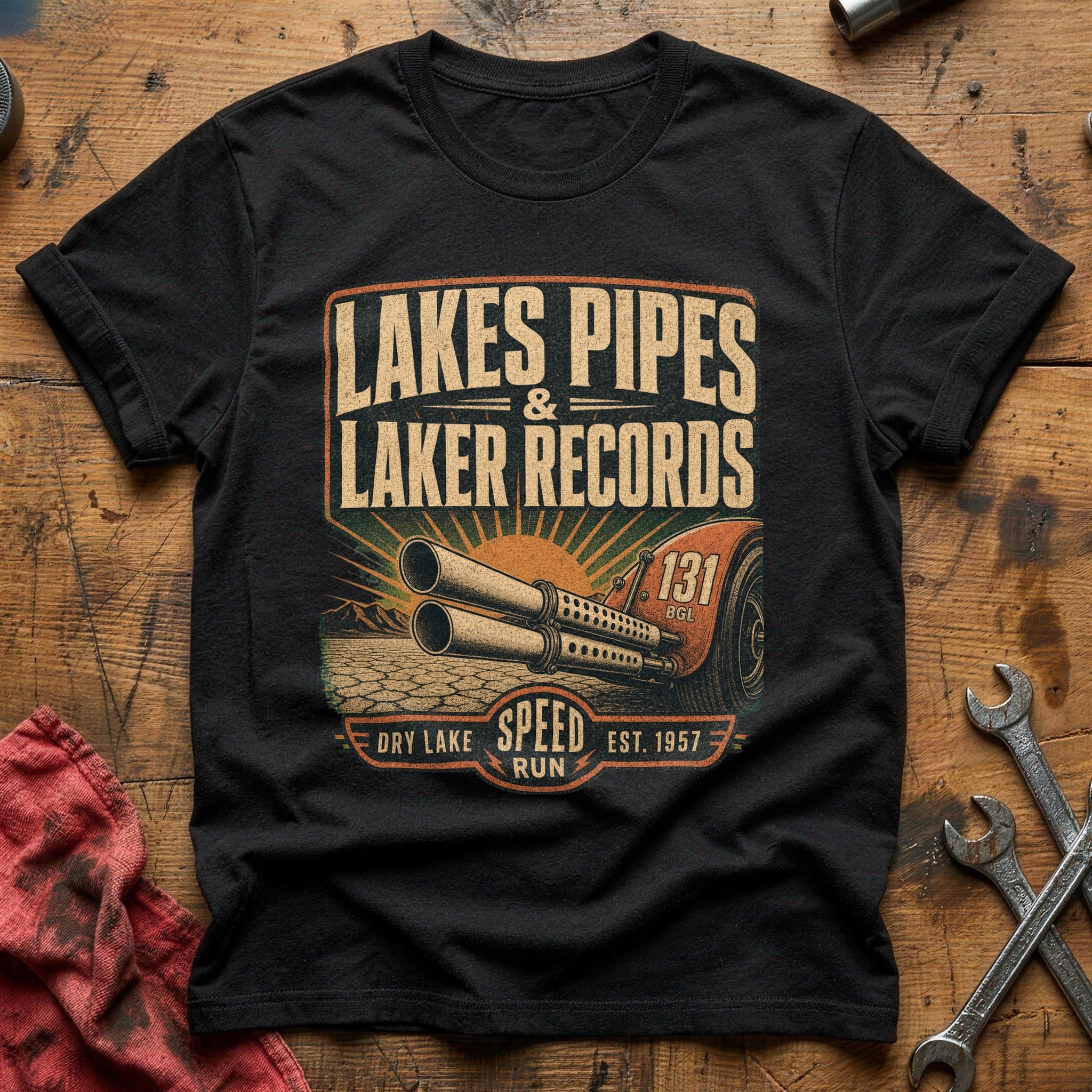 Lakes Pipes & Laker Records T-Shirt - Black
