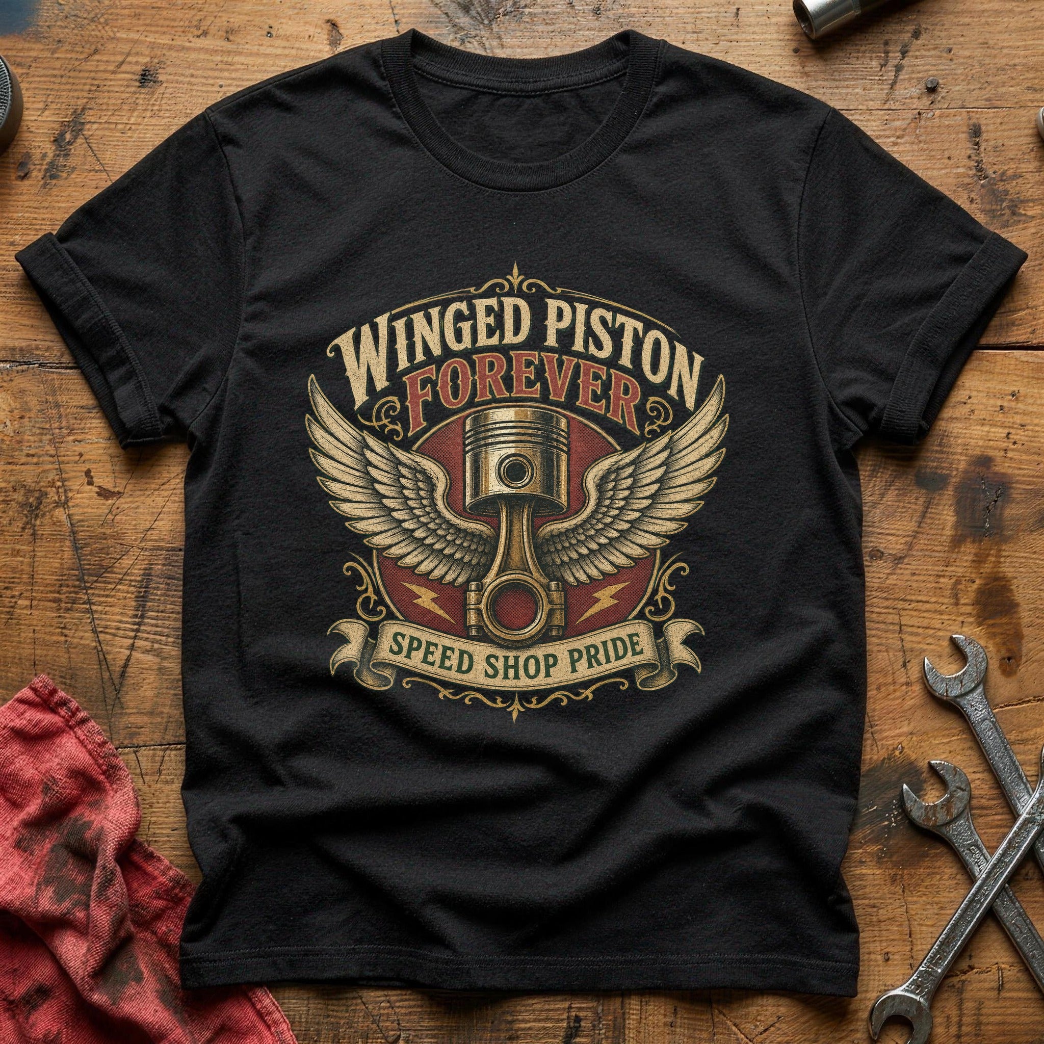 Winged Piston Forever T-Shirt - Black