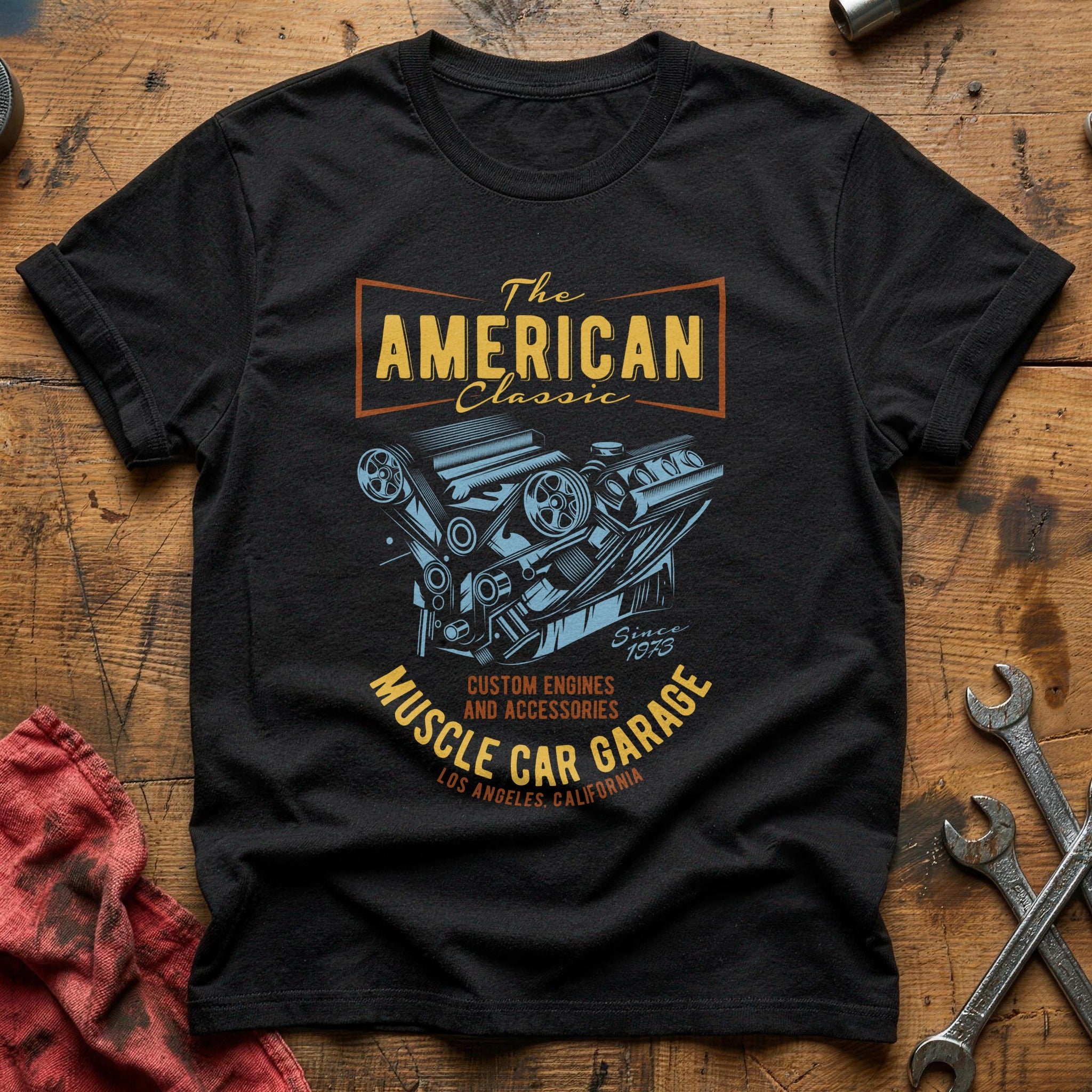 American classic muscle car garage T-Shirt - Black
