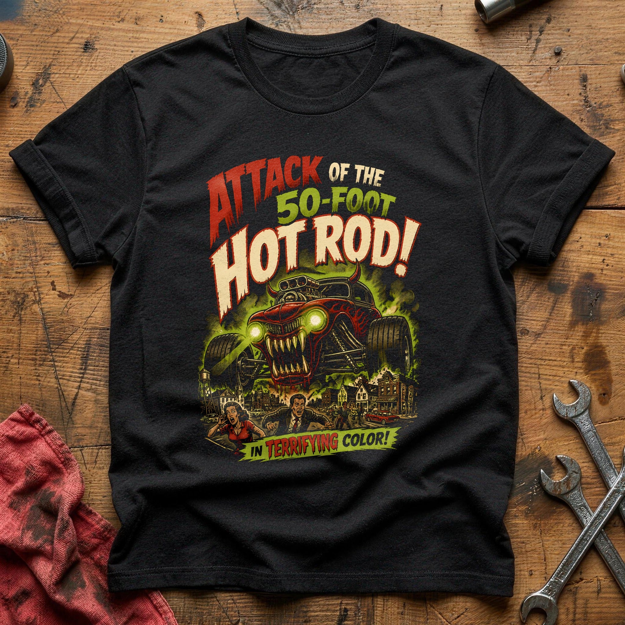 Attack Of The 50ft Hot Rod 49 T-Shirt - Black