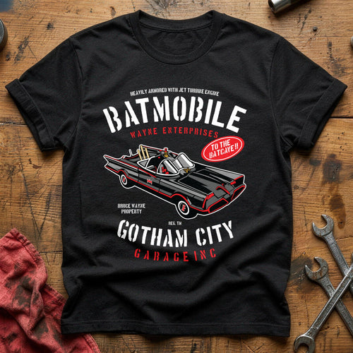 Batmobile gotham garage T-Shirt - Black