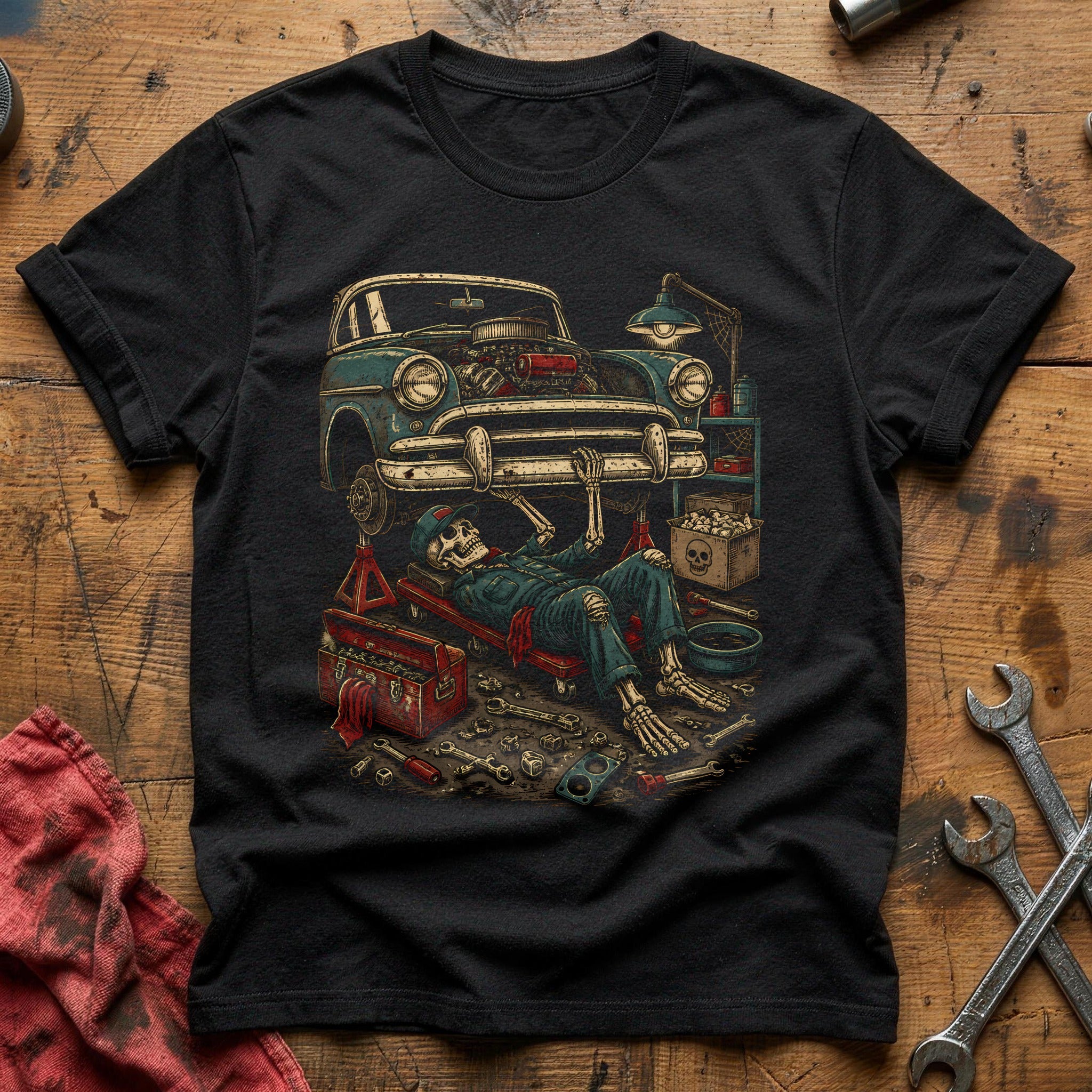 Bones Under Hood T-Shirt - Black