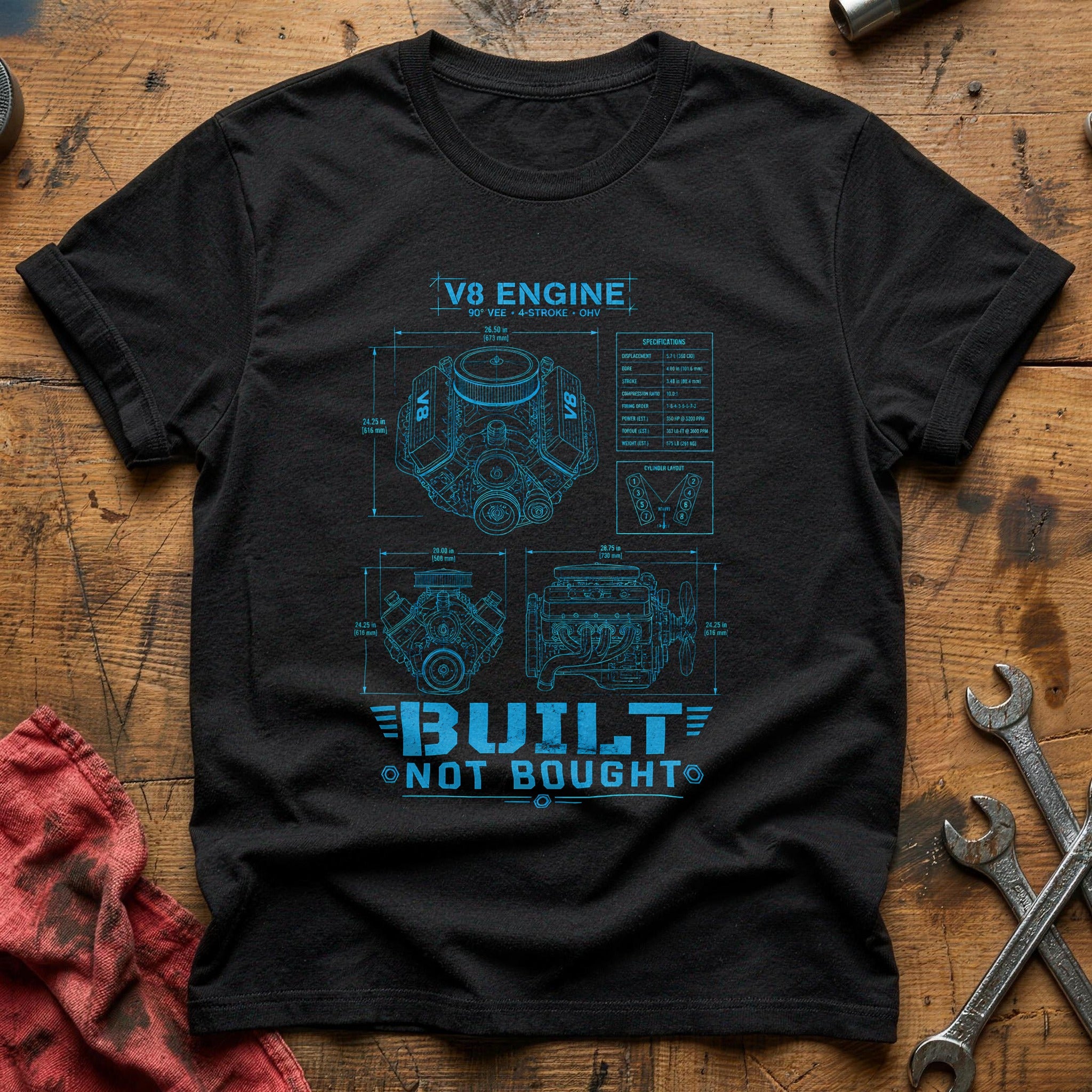 Built Not Bought Blueprint 47 T-Shirt - Black