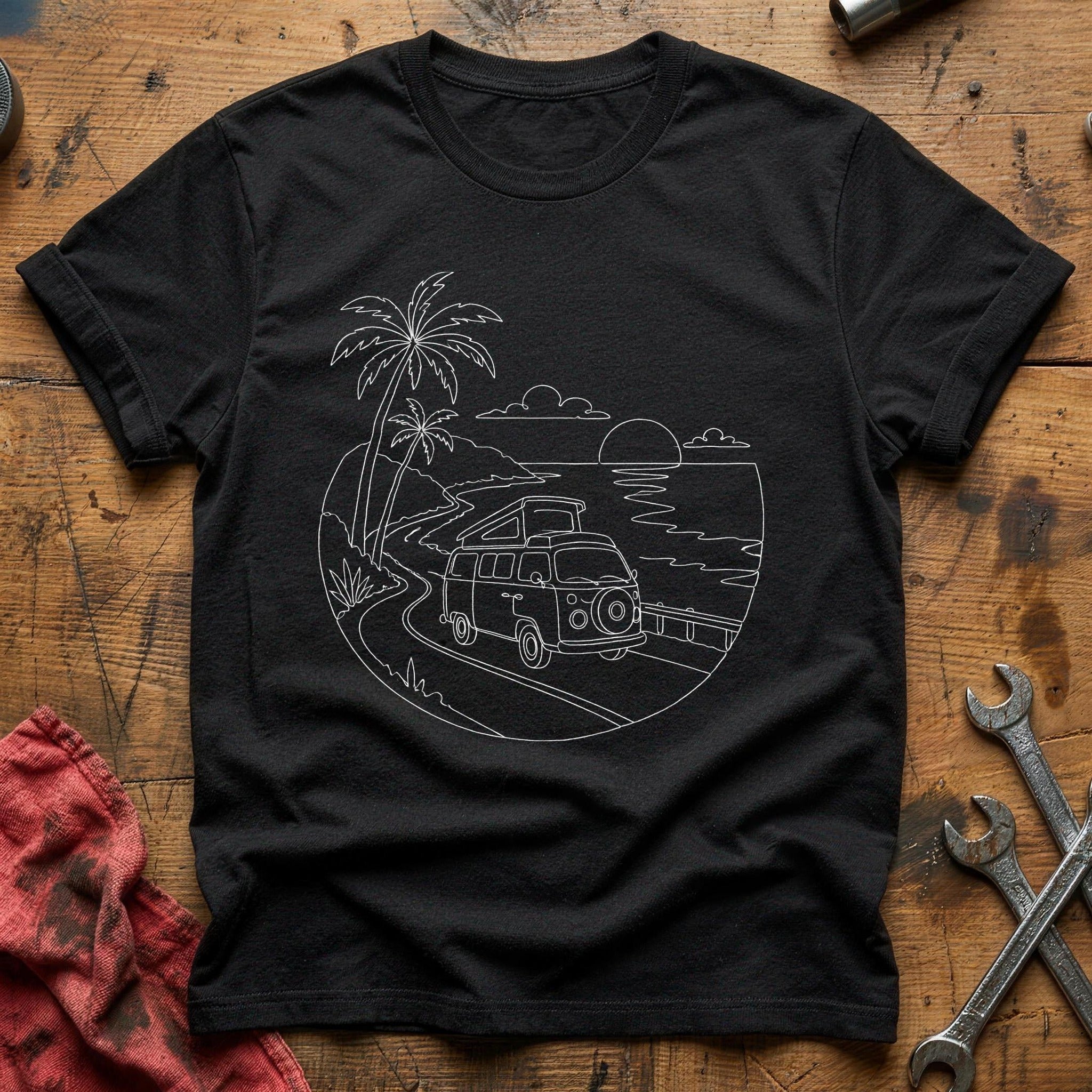 Camper Van Coast Sunset 63 T-Shirt - Black