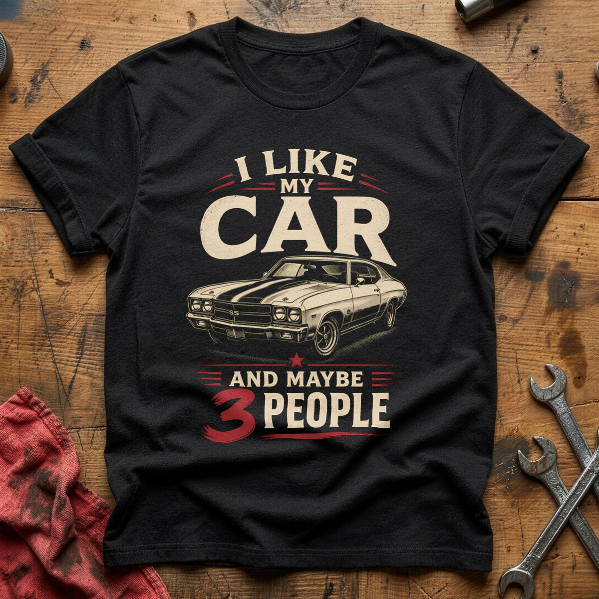 Car And 3 People 43 T-Shirt - Black