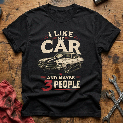 Car And 3 People 43 T-Shirt - Black