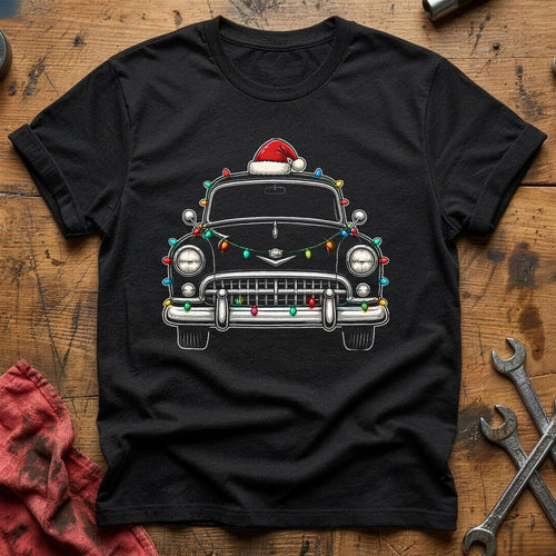 Classic Sedan Christmas Lights 55 T-Shirt - Black
