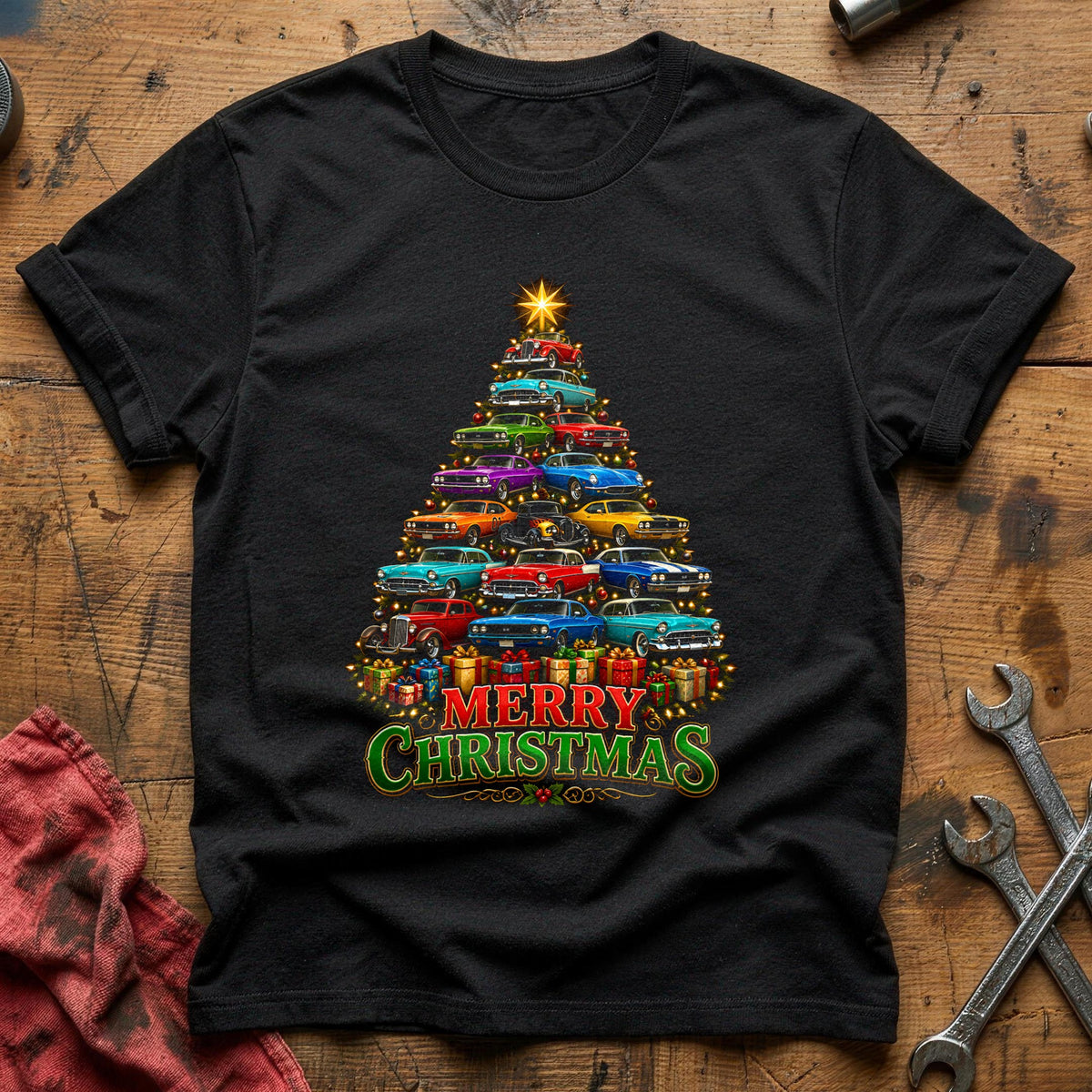 Colourful Car Tree 77 T-Shirt - Black