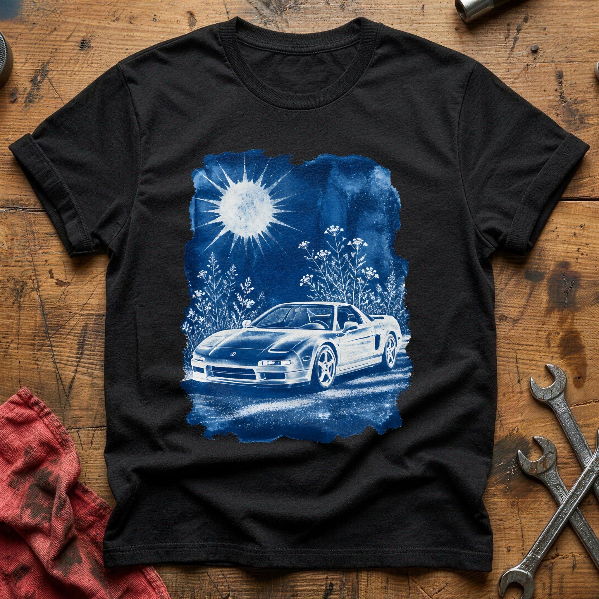 Cyanotype Car 10 T-Shirt - Black