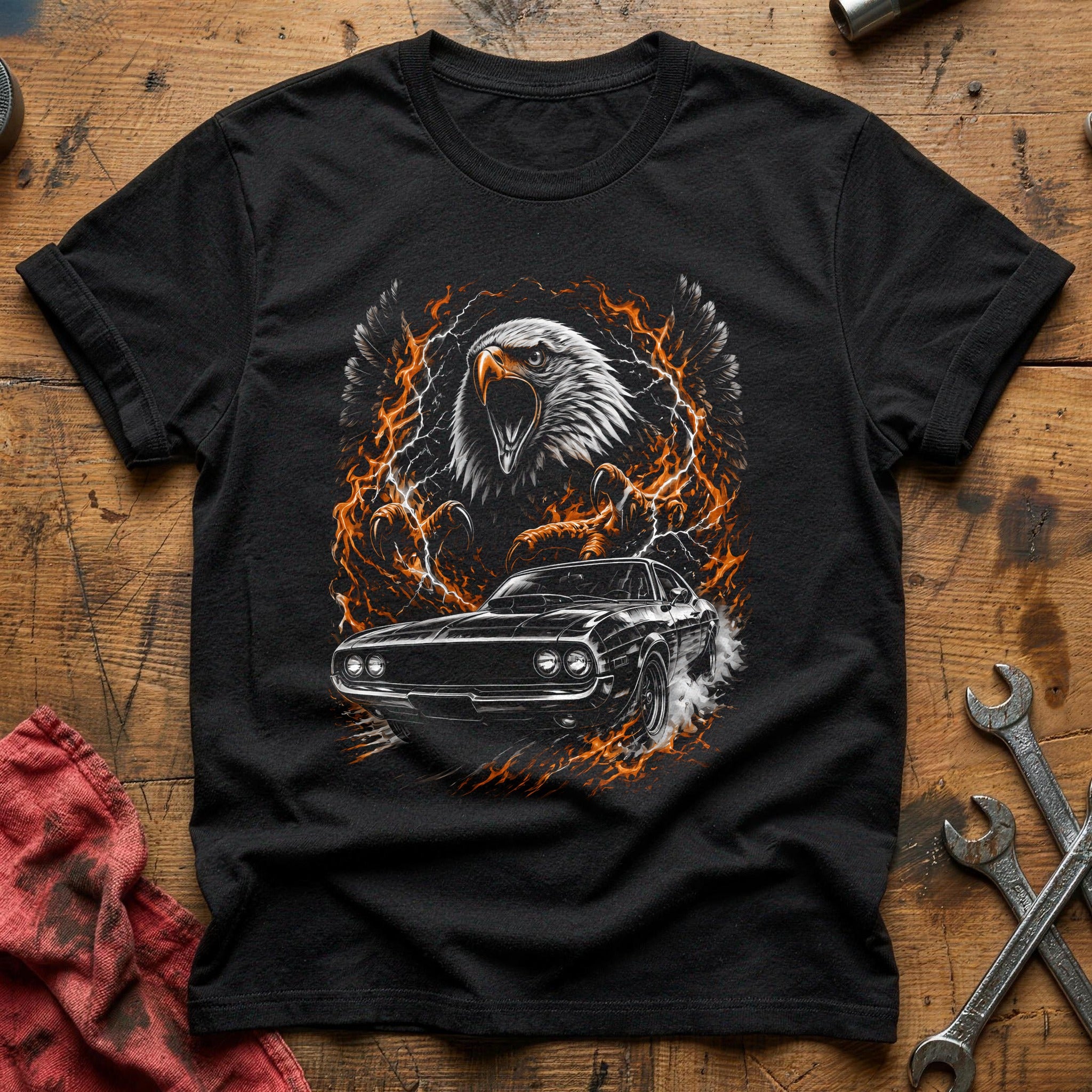 Eagle Muscle Car Fire T-Shirt - Black