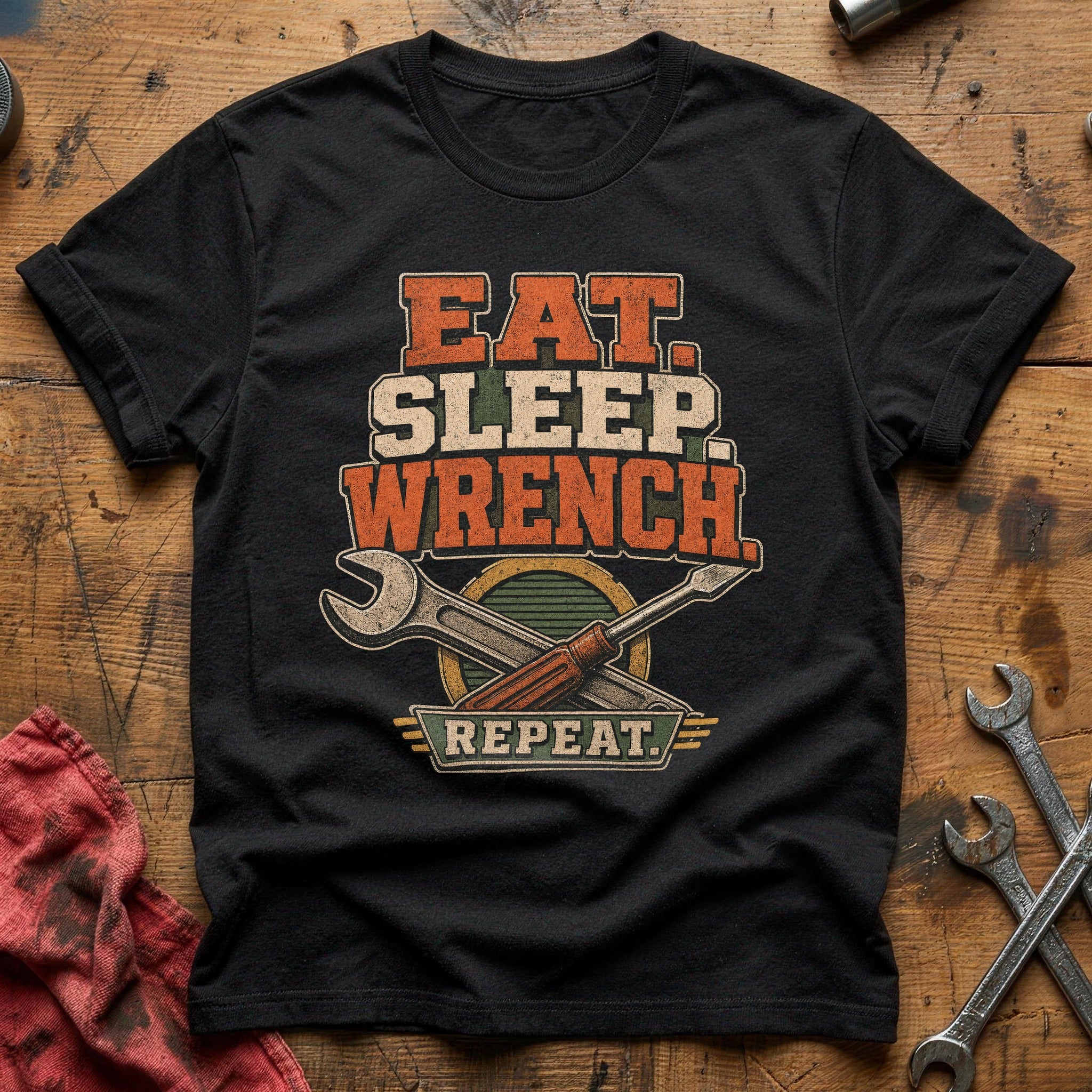 Eat Sleep Wrench Repeat T-Shirt - Black