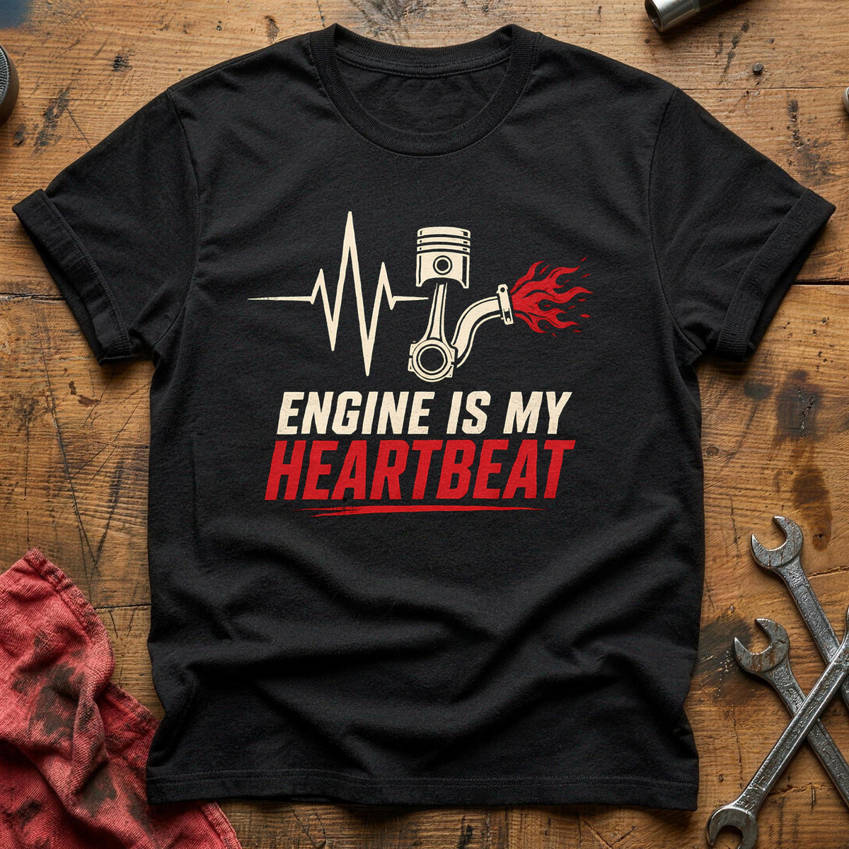 Engine Heartbeat 98 T-Shirt - Black
