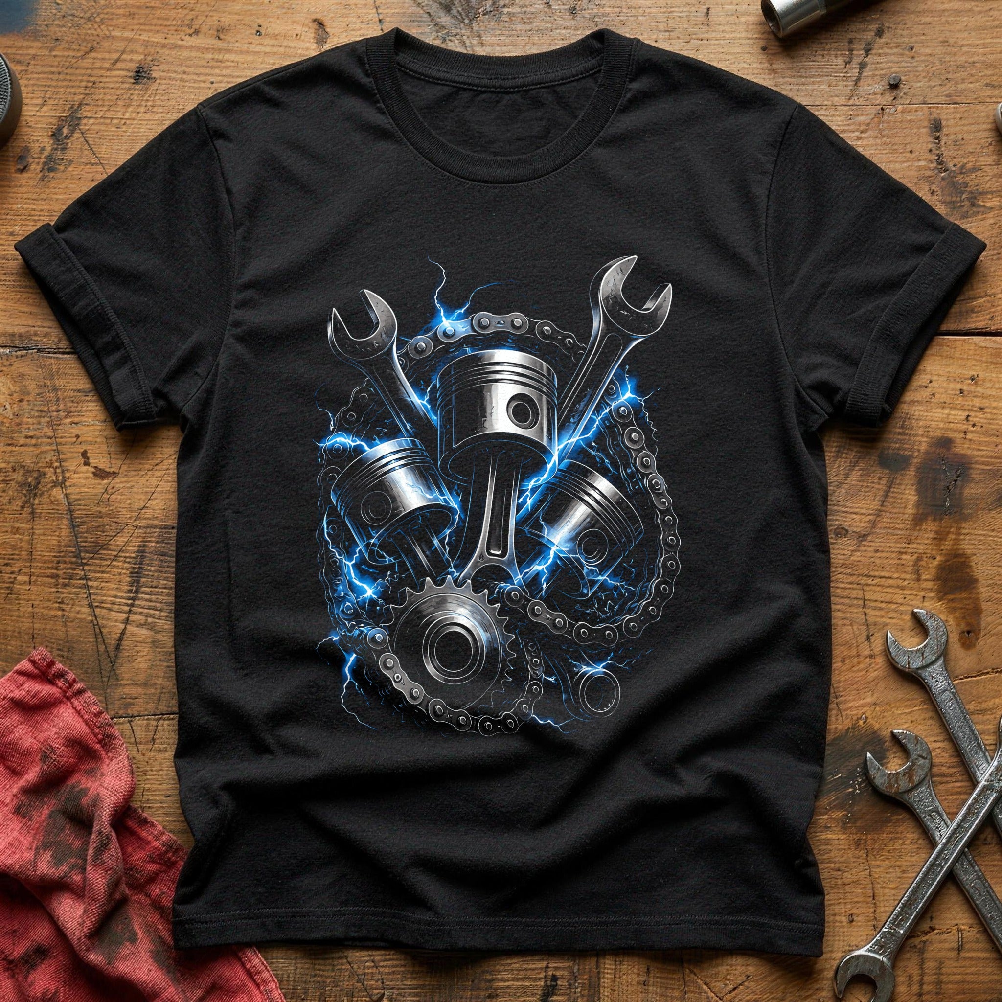 Engine Pistons Lightning T-Shirt - Black