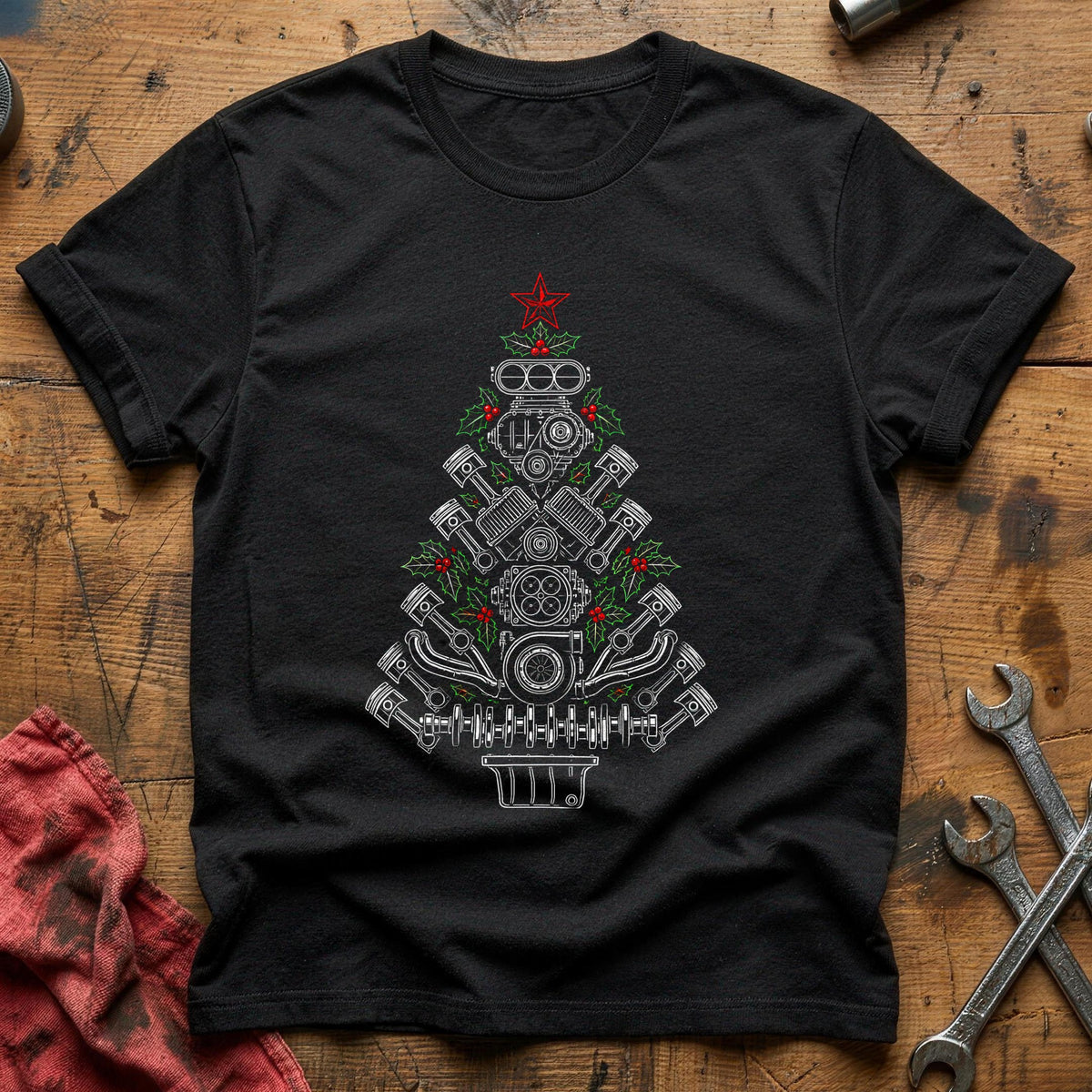 Engines Pistons Tree 63 T-Shirt - Black