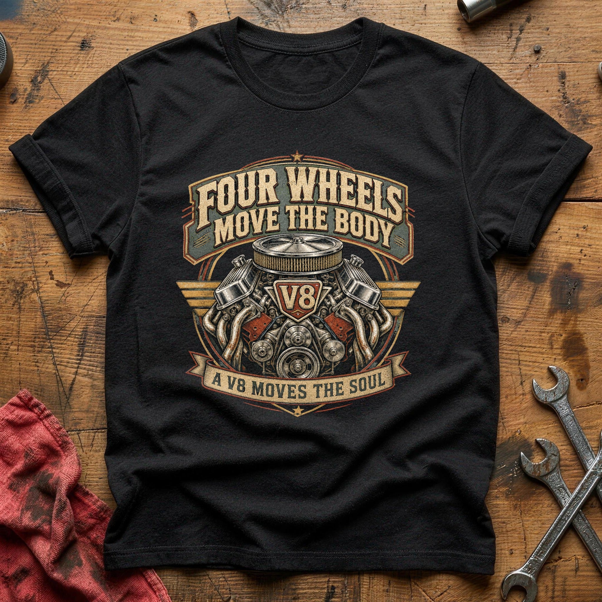 Four Wheels Move the Body T-Shirt - Black