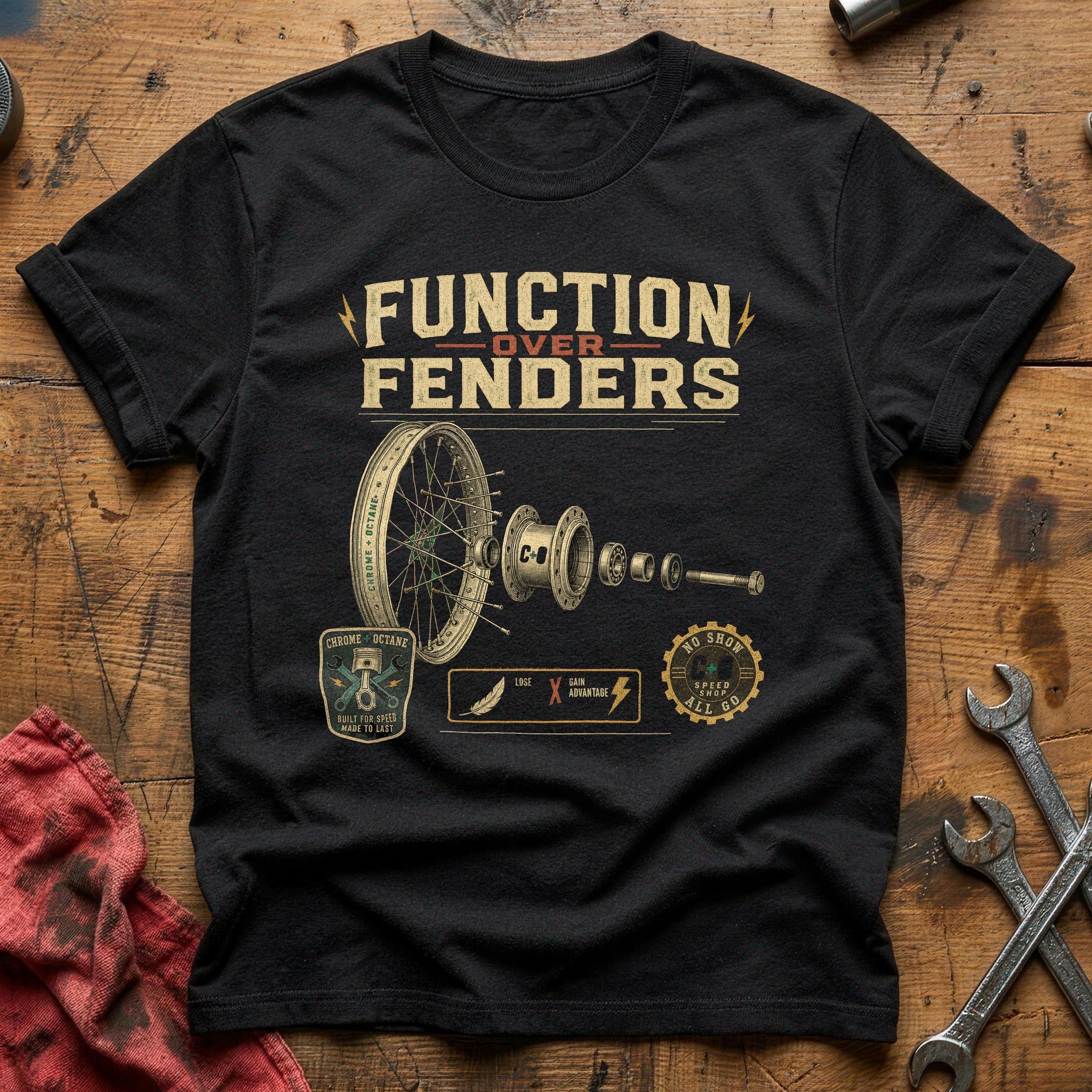 Function Over Fenders T-Shirt - Black