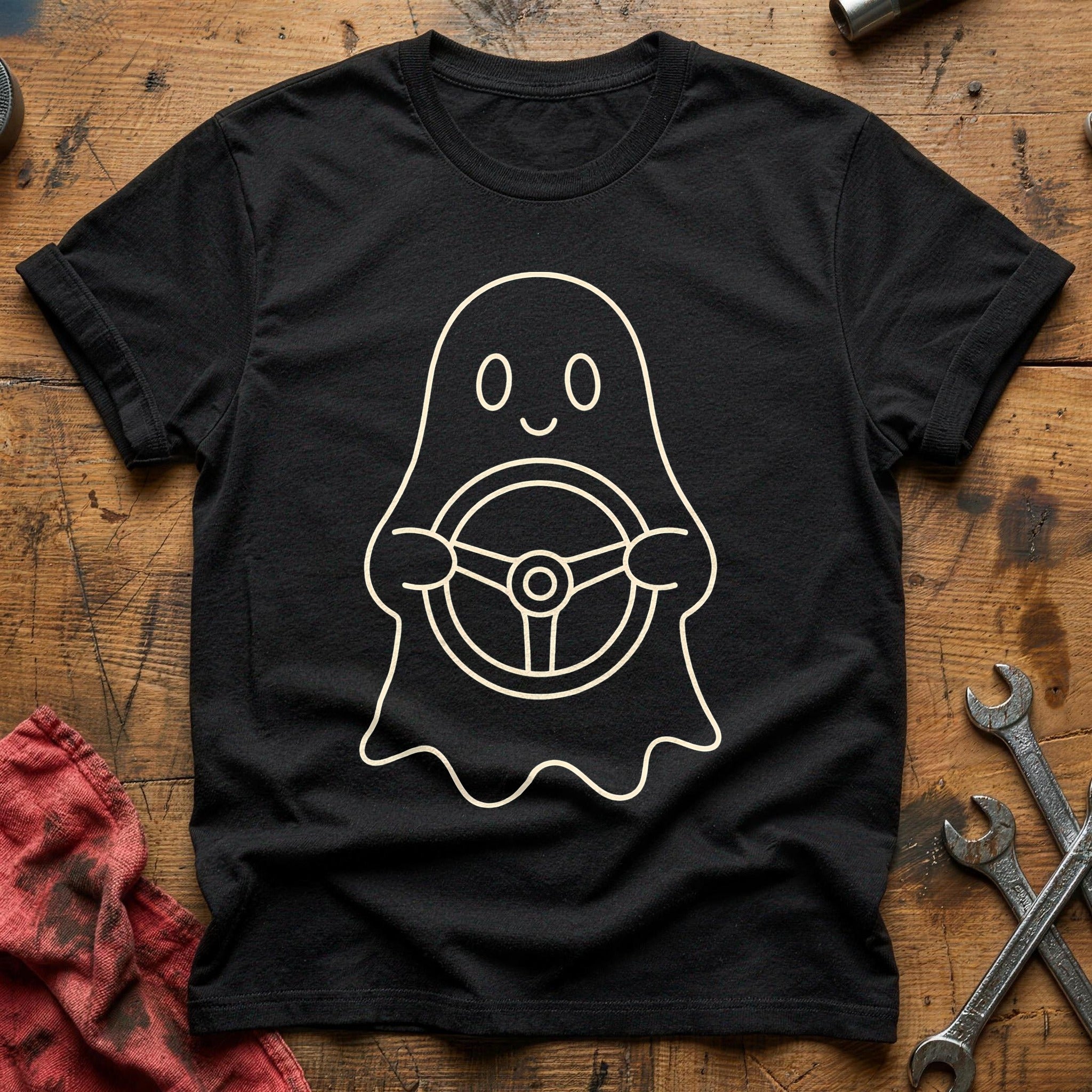 Ghost Steering Wheel 32 T-Shirt - Black