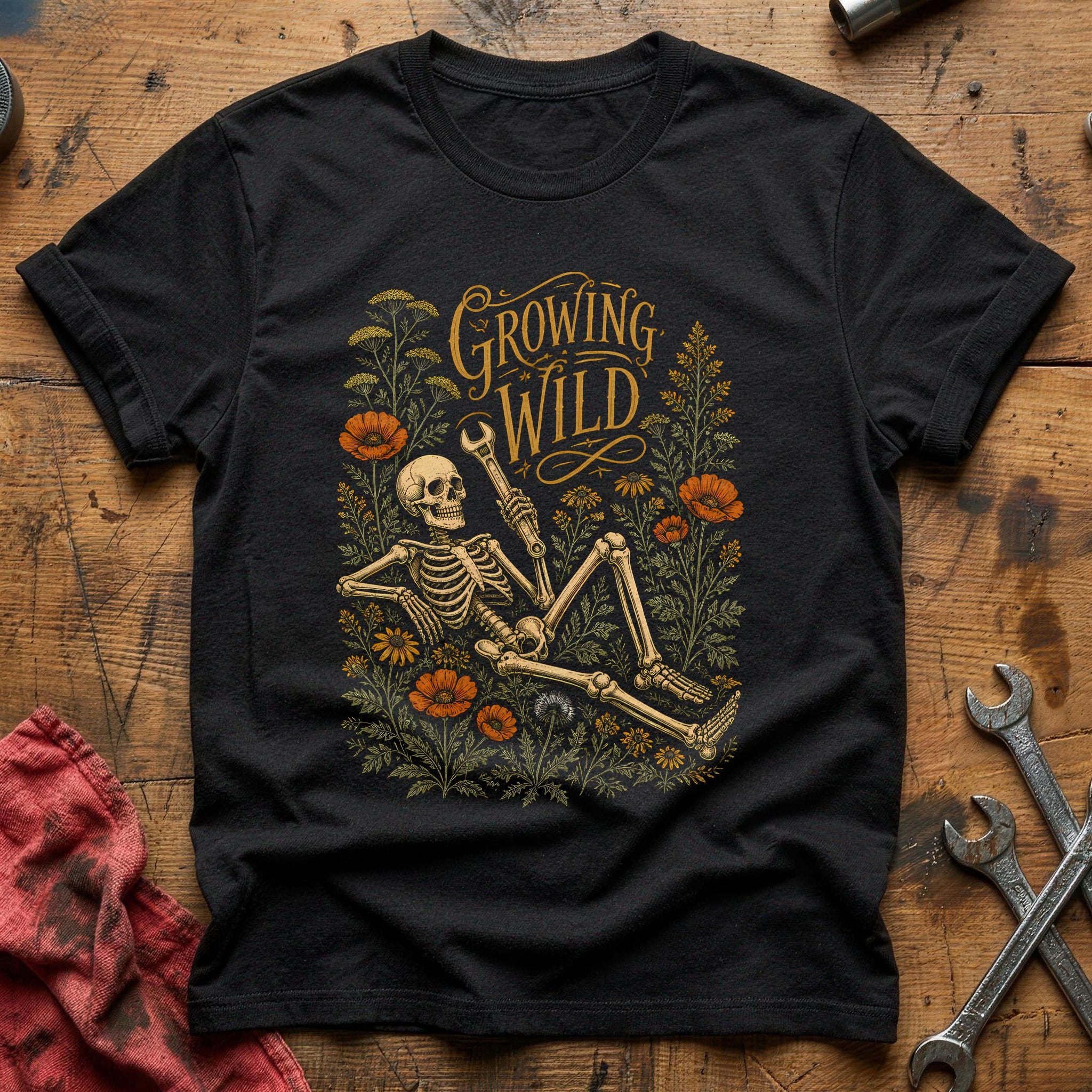 Growing Wild Skeleton 91 T-Shirt - Black