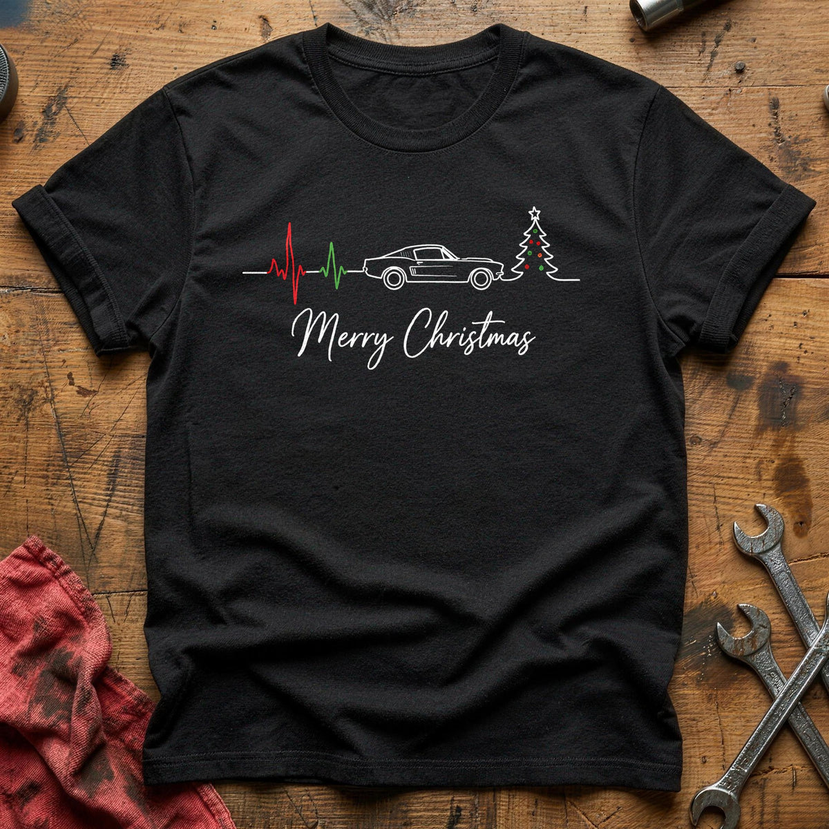 Heartbeat Line Merry Christmas 18 T-Shirt - Black
