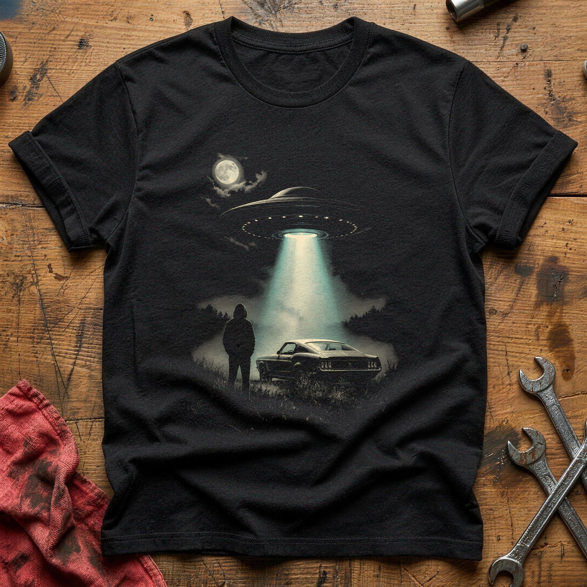 Hooded UFO Musclecar 27 T-Shirt - Black