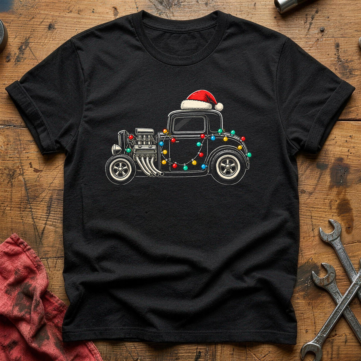 Hot Rod Christmas Lights 14 T-Shirt - Black