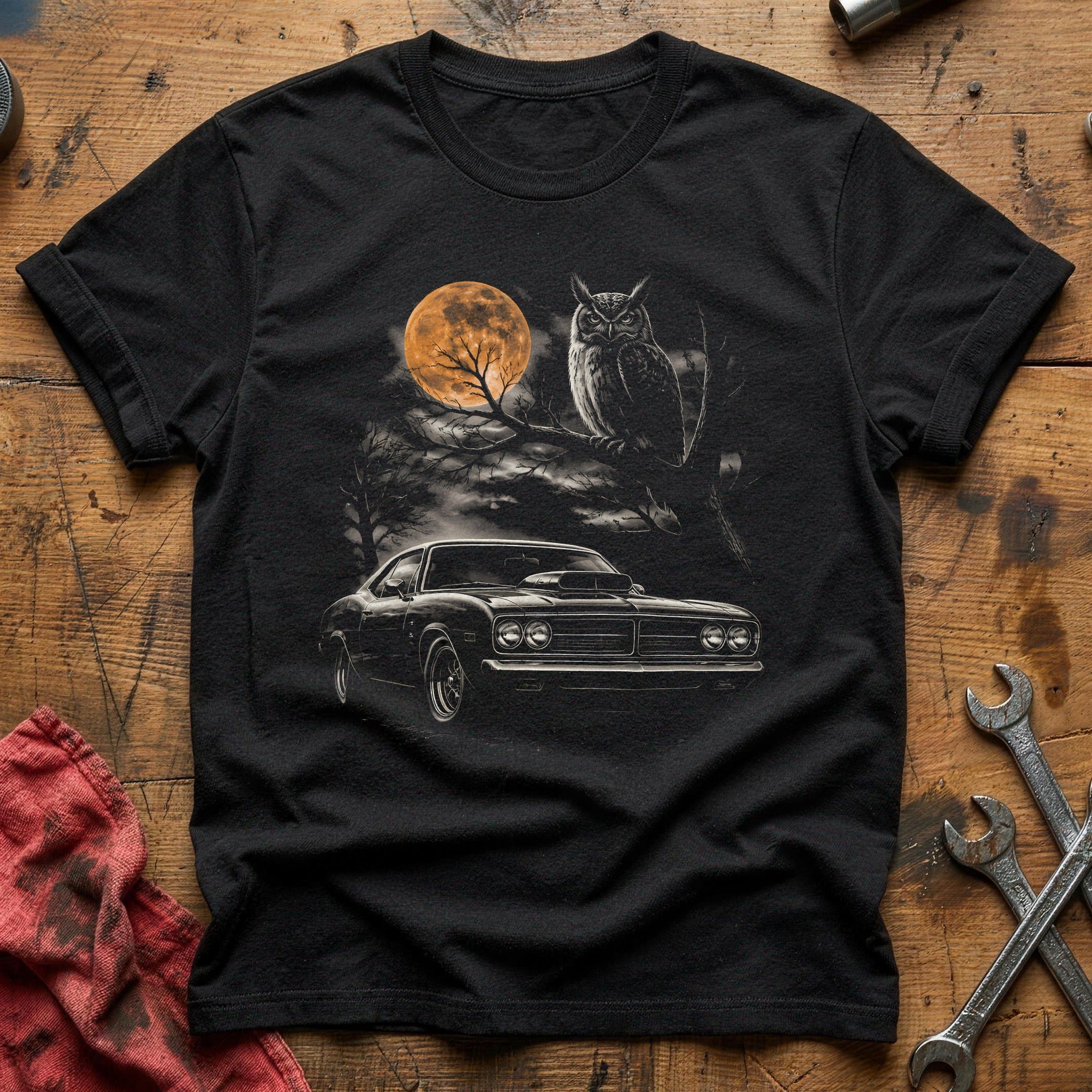 Hotrod Owl Autumn Trees 48 T-Shirt - Black