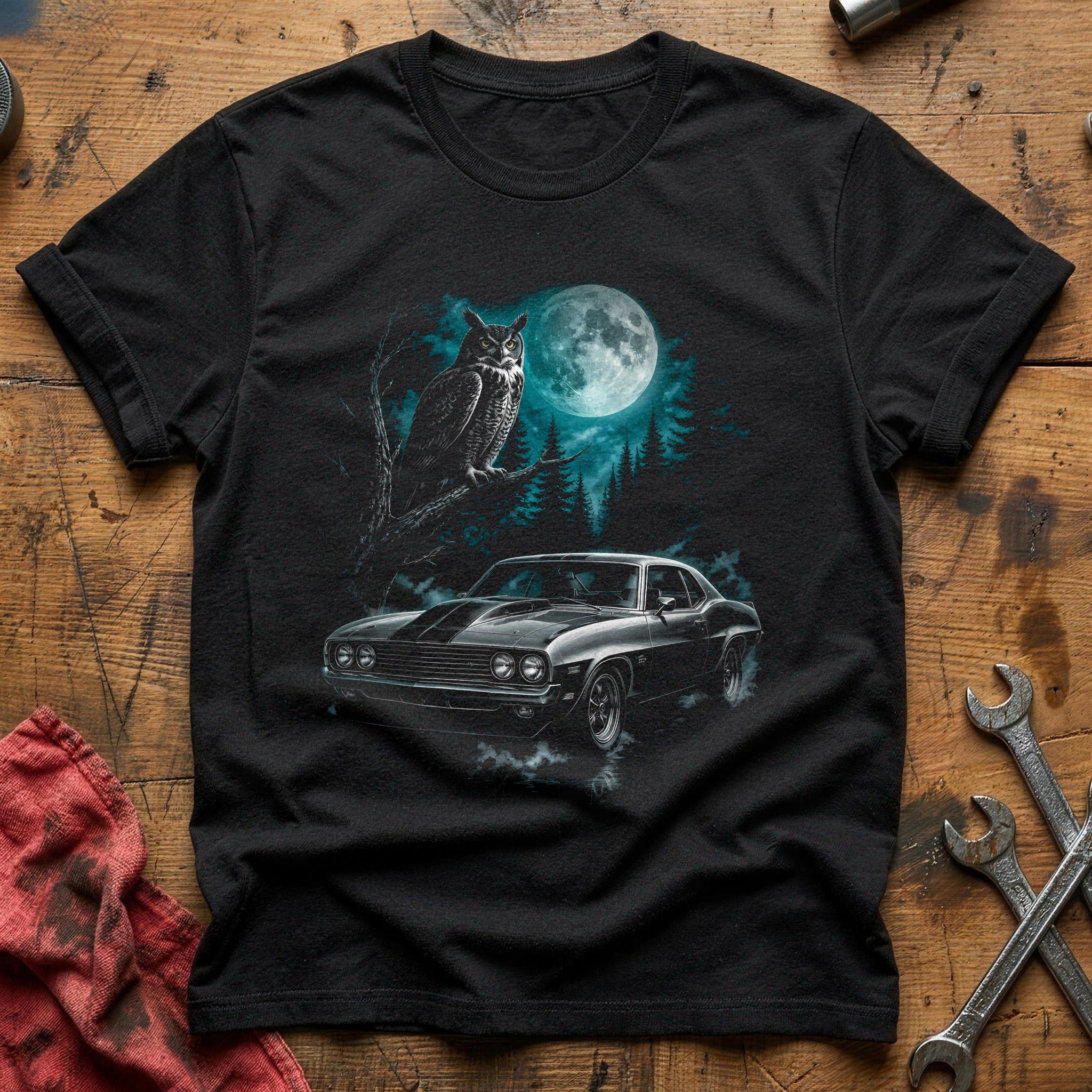 Hotrod Owl Fullmoon 64 T-Shirt - Black