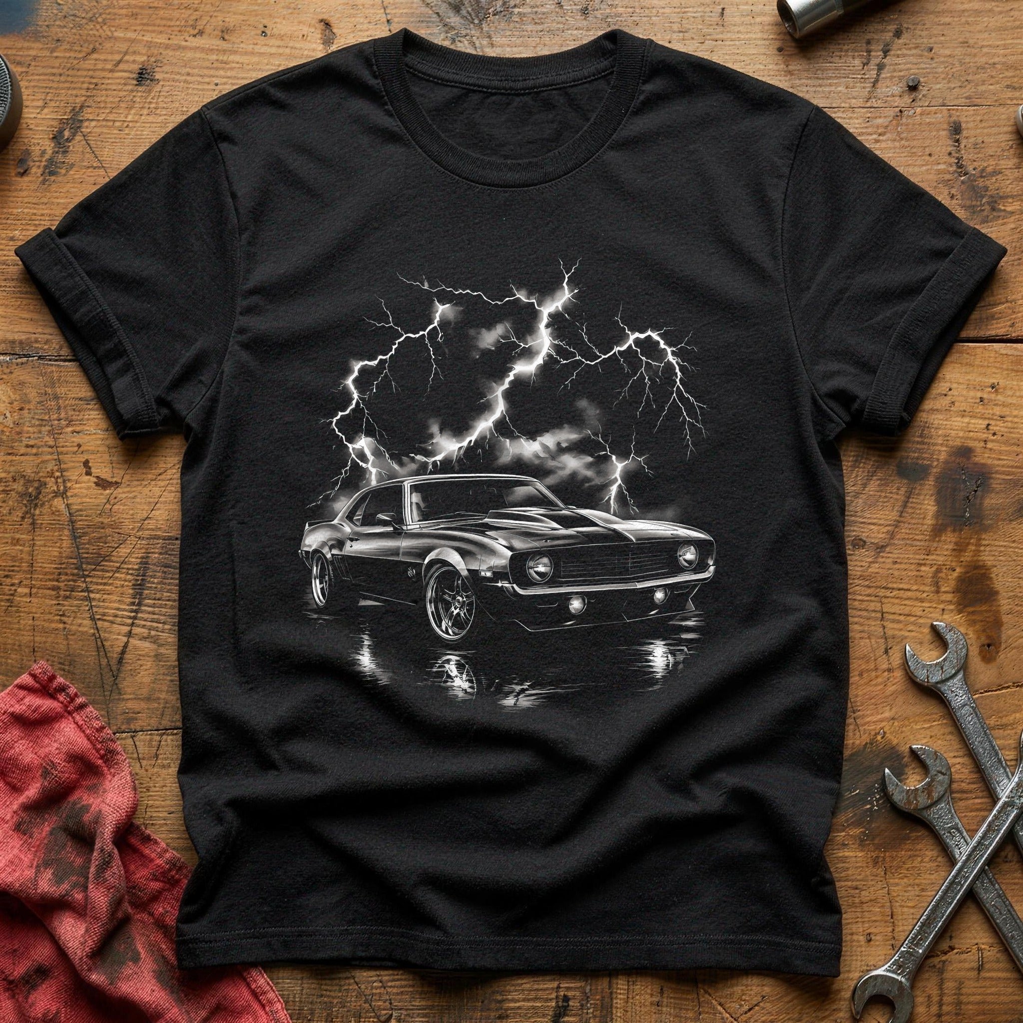 Lightning Muscle Car T-Shirt - Black