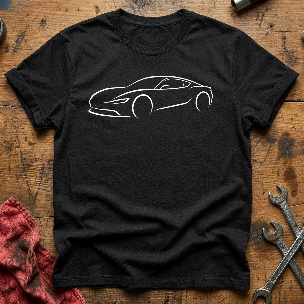 Line Art Sports Car 42 T-Shirt - Black