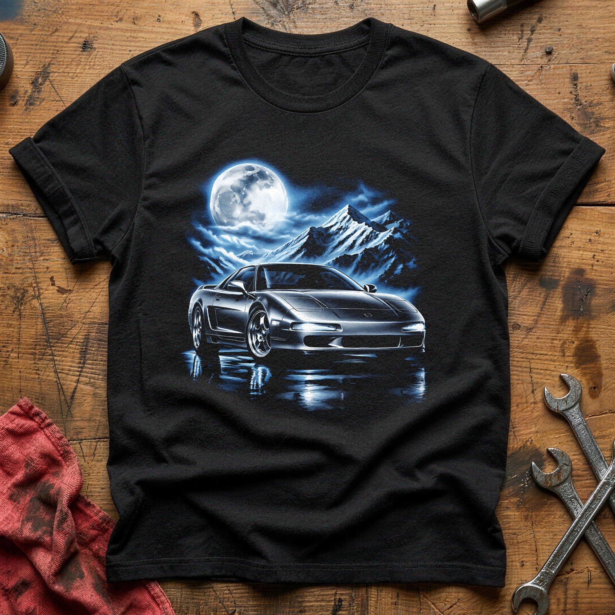 Moonlight Sports Car T-Shirt - Black