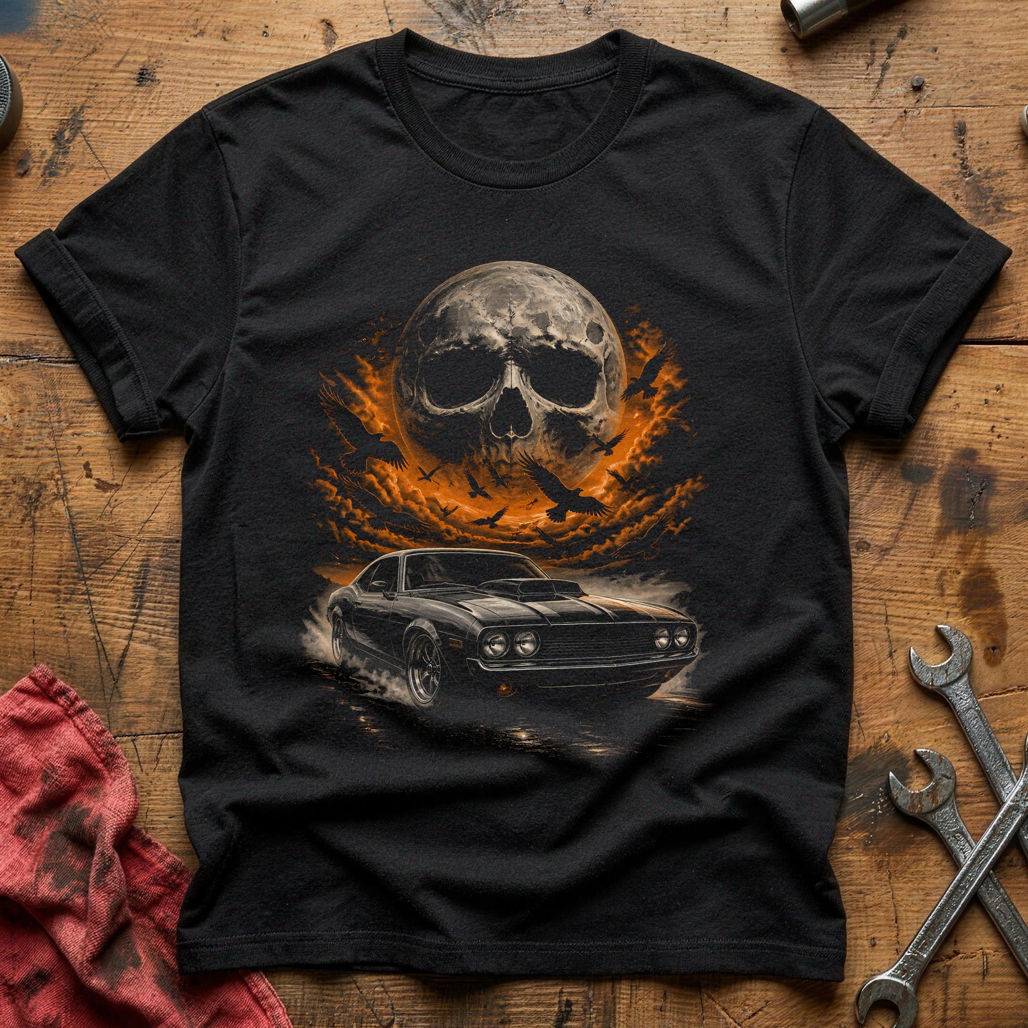 Musclecar Skullmoon Crows 47 T-Shirt - Black