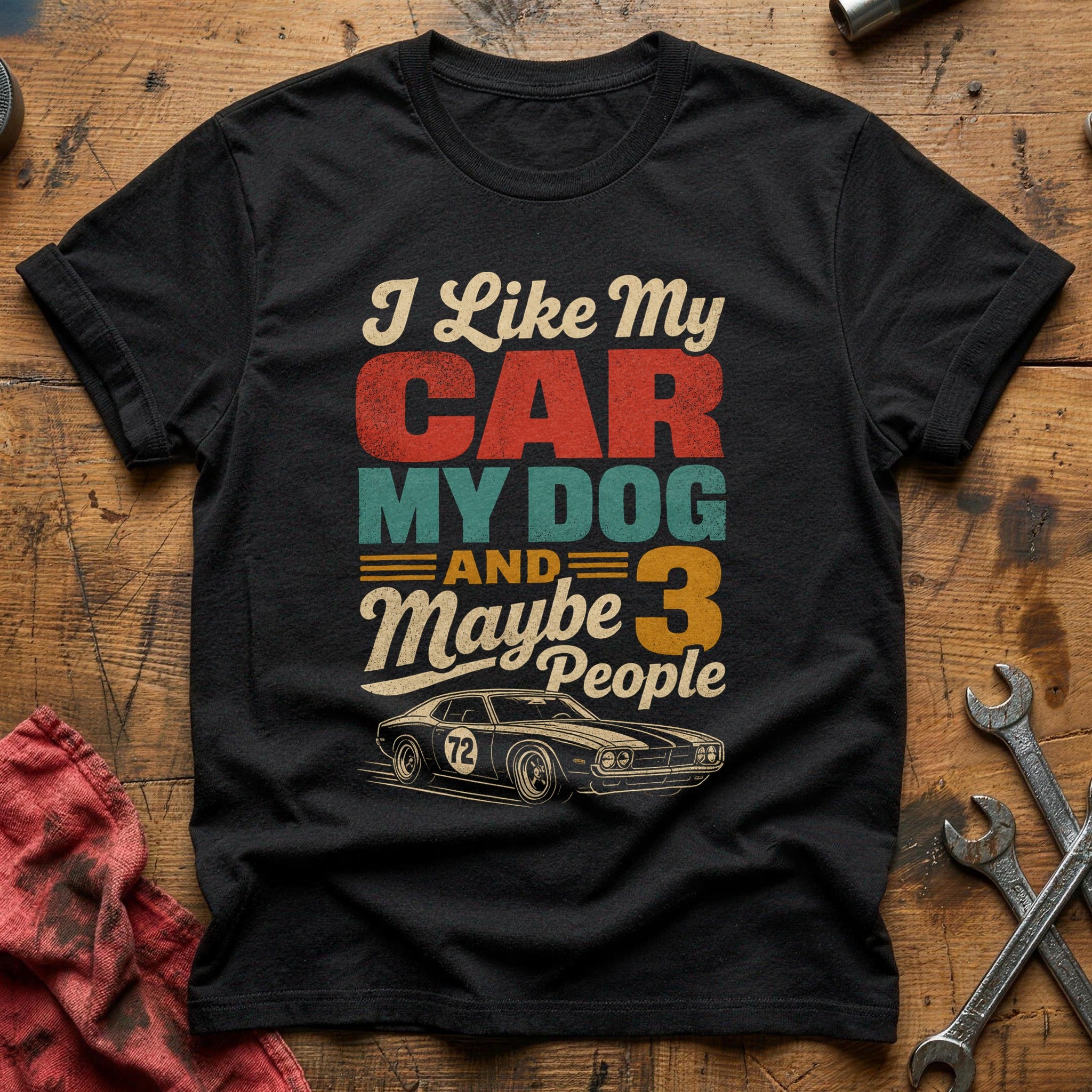 My Car, My Dog, 3 People T-Shirt - Black