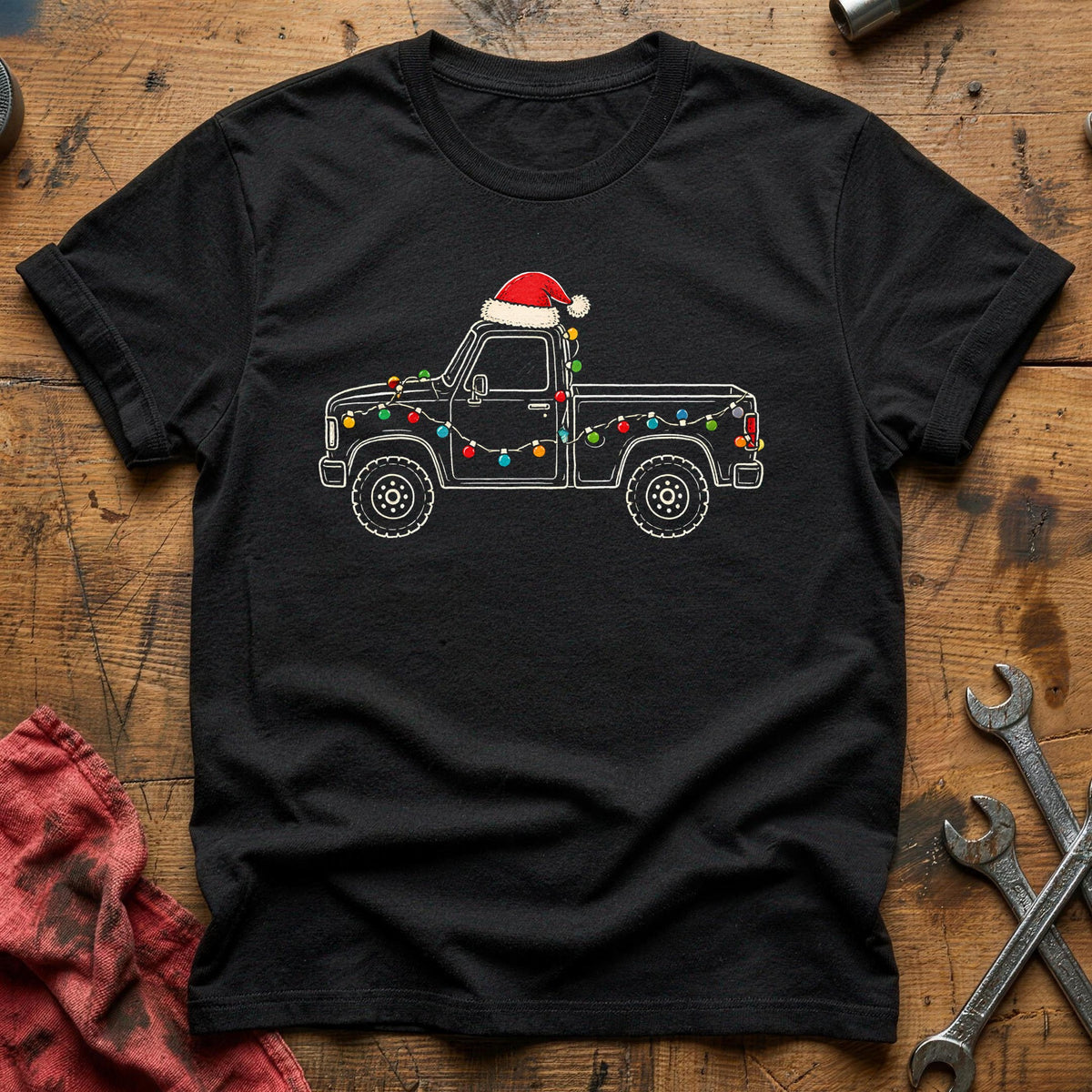 Pickup Truck Christmas Lights 18 T-Shirt - Black