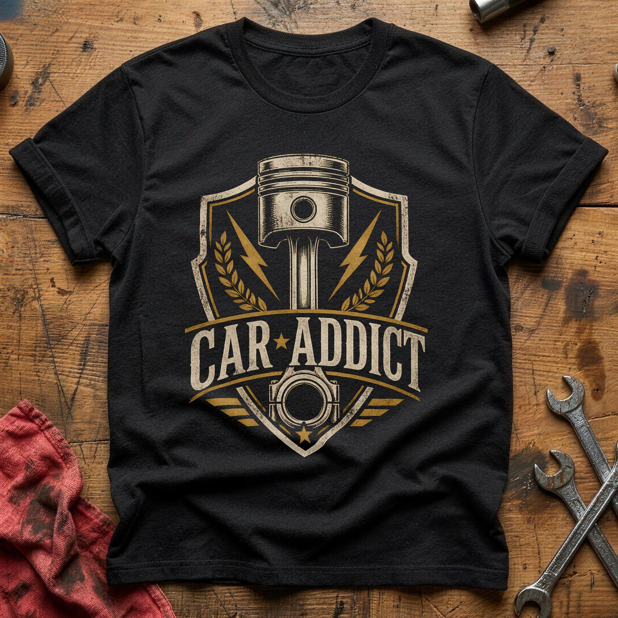 Piston & Laurels T-Shirt - Black