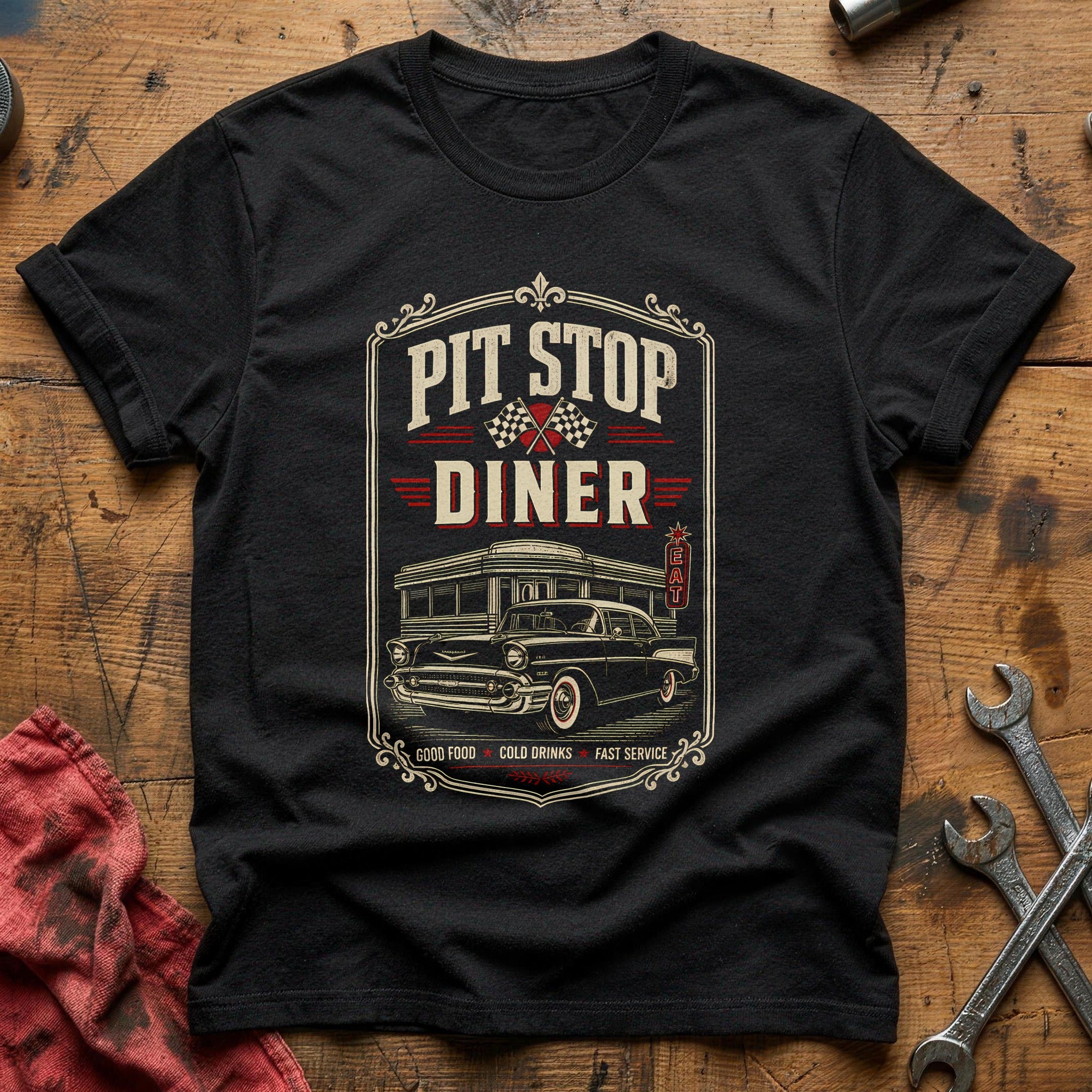 Pit Stop Diner Matchbook 81 T-Shirt - Black