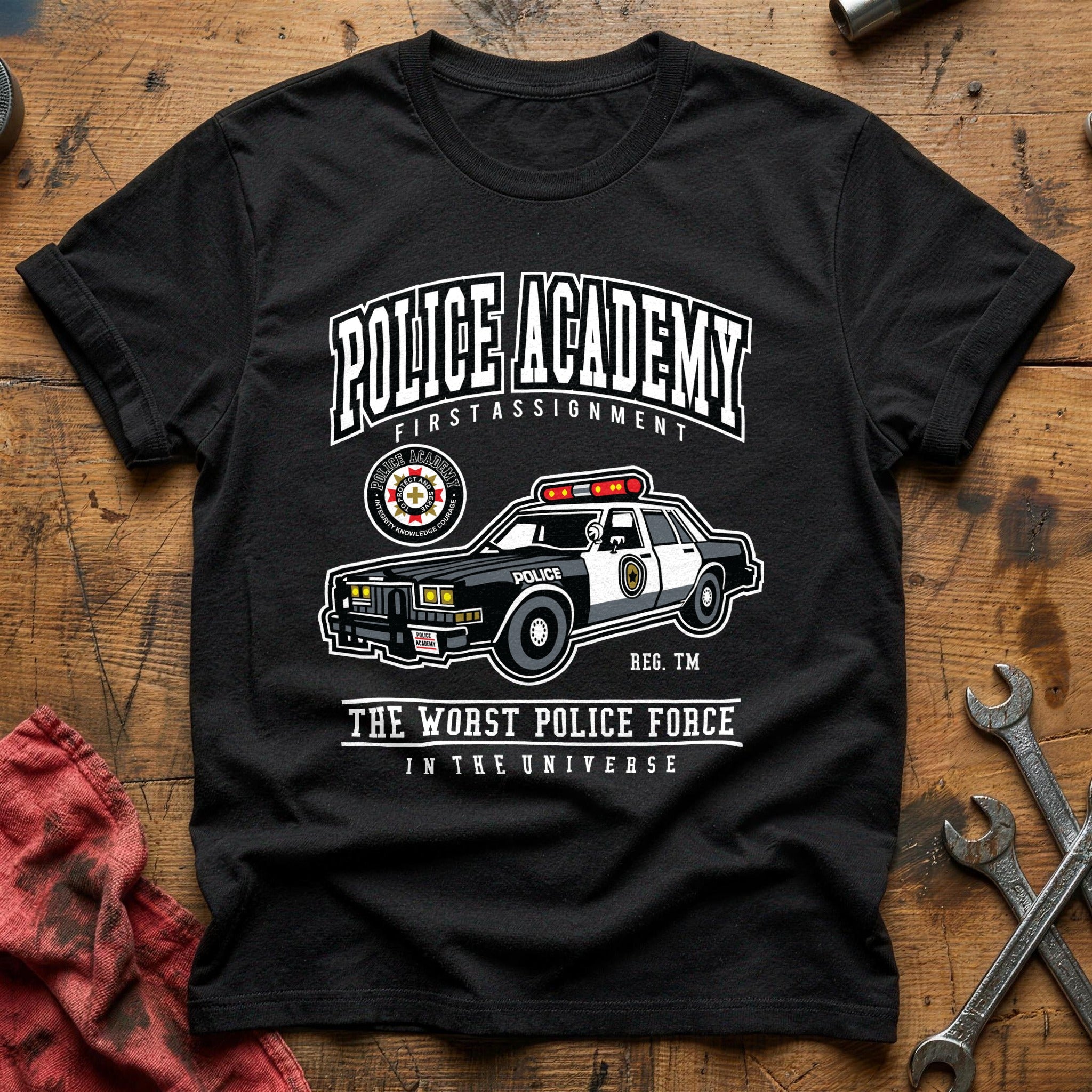 Police academy car T-Shirt - Black