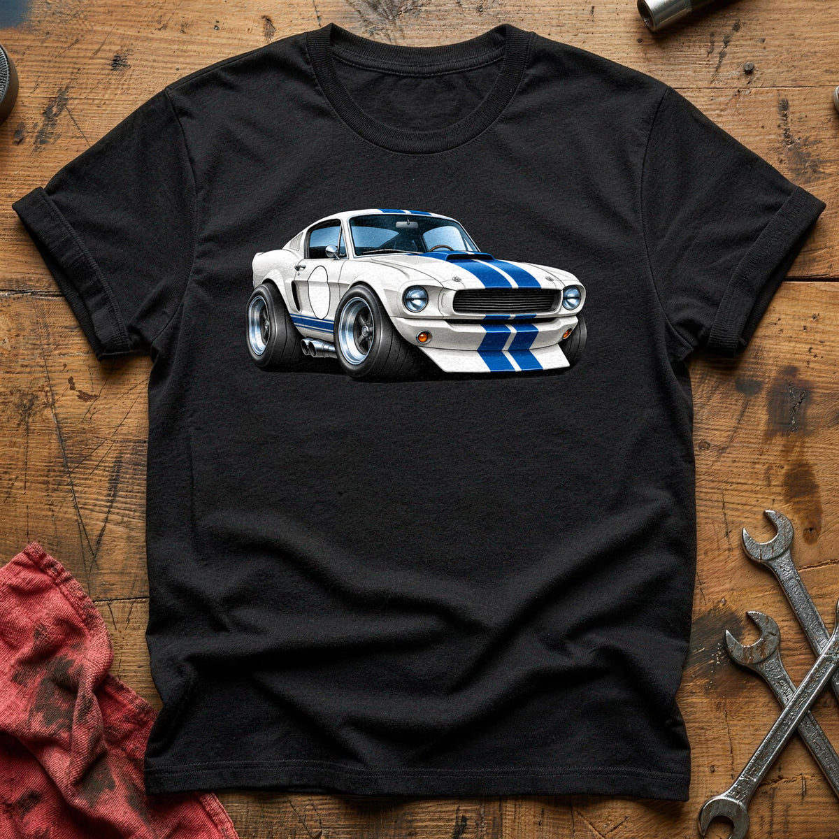 Racing Stripes Fastback 77 T-Shirt - Black