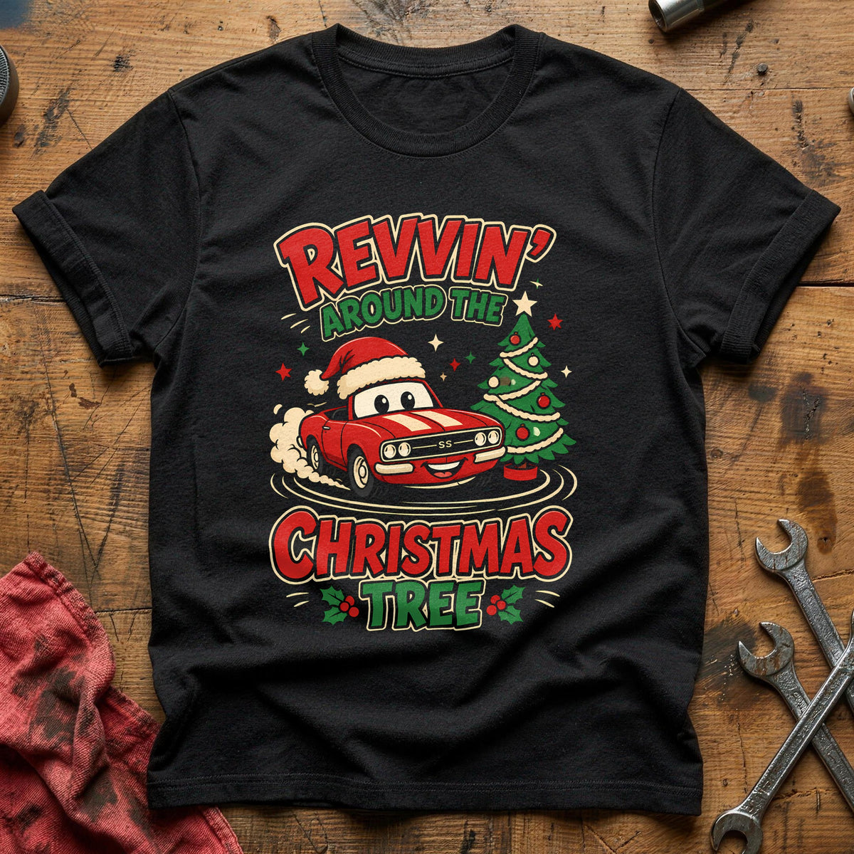 Revvin' Around The Christmas Tree 49 T-Shirt - Black
