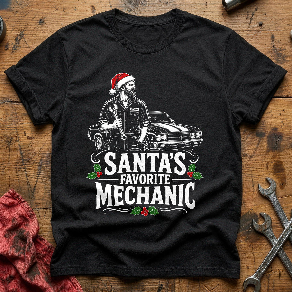 Santa's Favorite Mechanic 20 T-Shirt - Black
