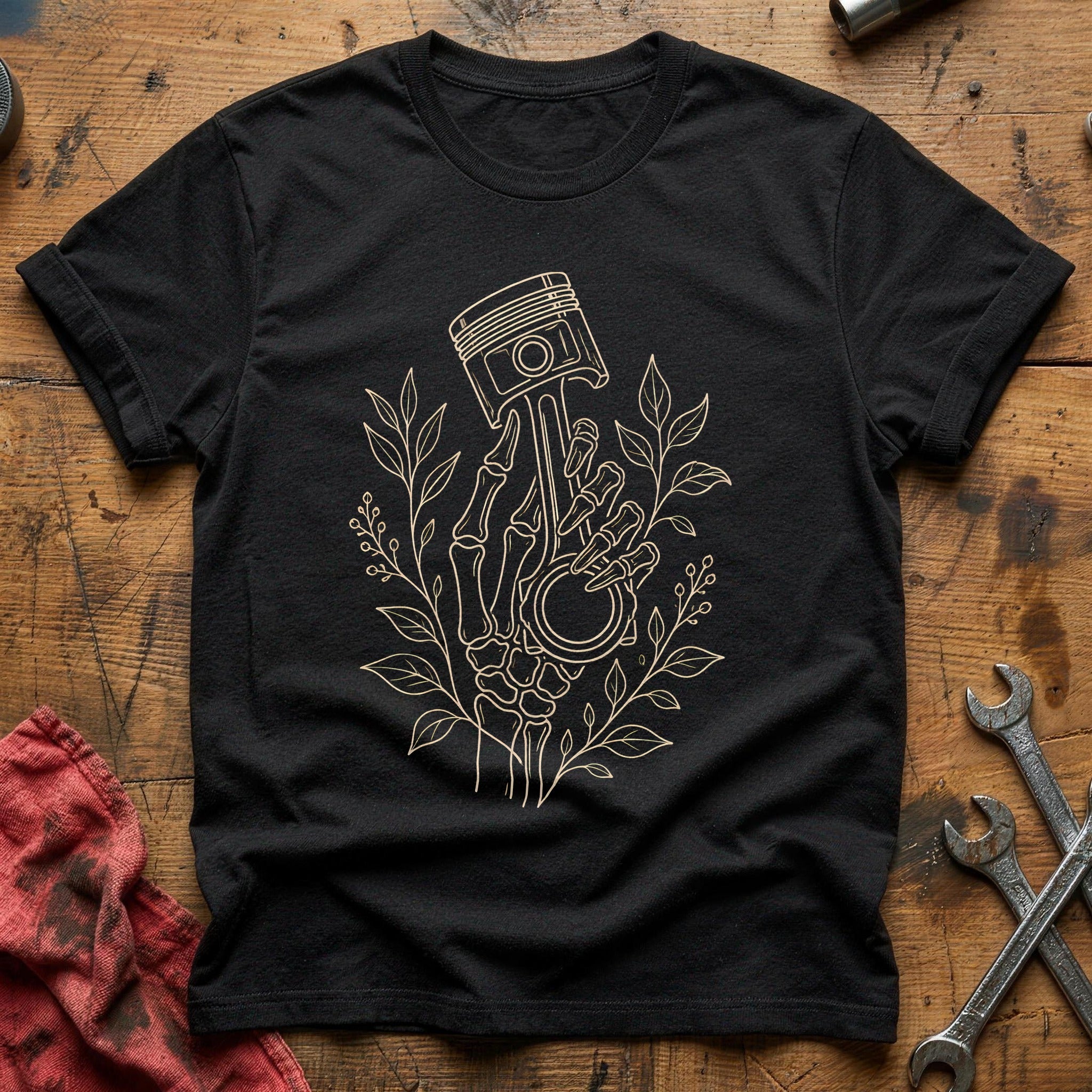 Skeletal Hand Piston 83 T-Shirt - Black