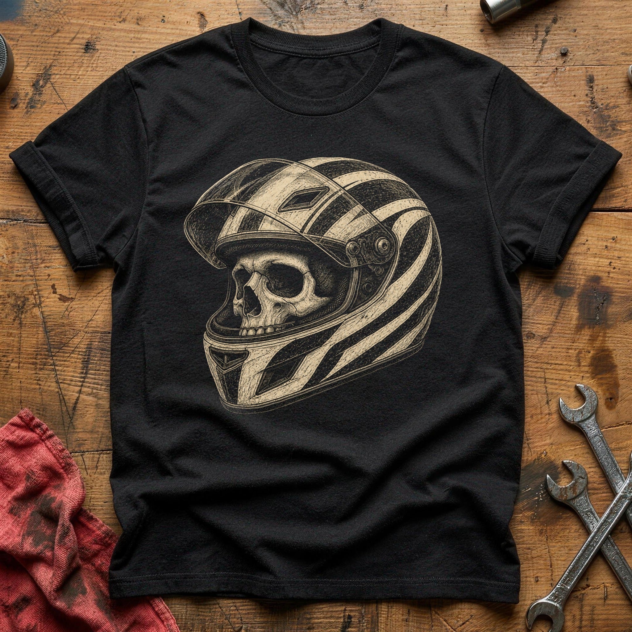 Sketch Racer Skull T-Shirt - Black
