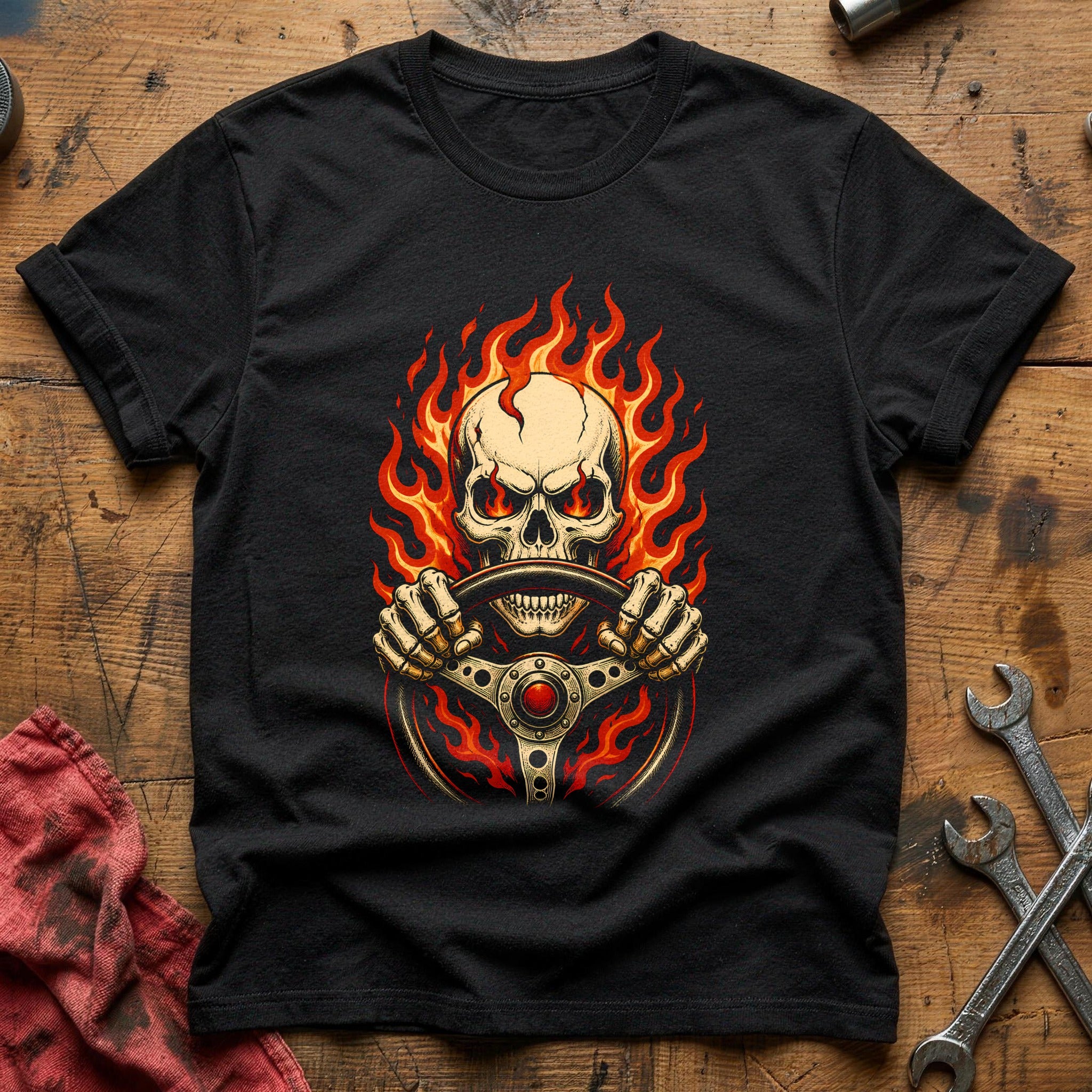 Skull Wheel Flash 77 T-Shirt - Black