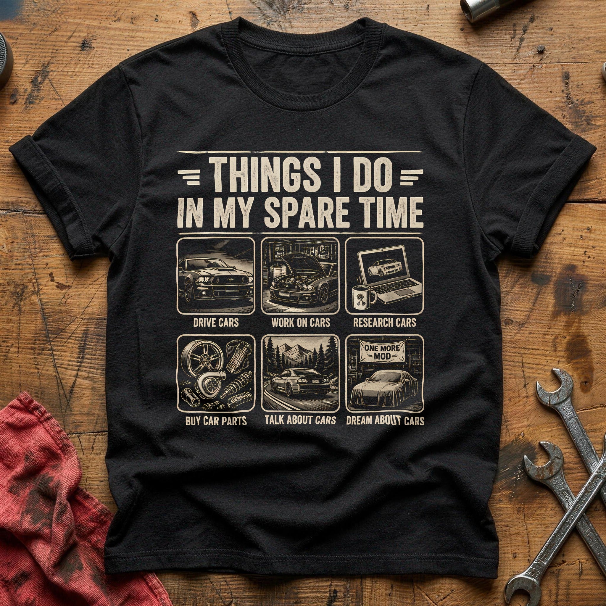 Spare Time Garage T-Shirt - Black