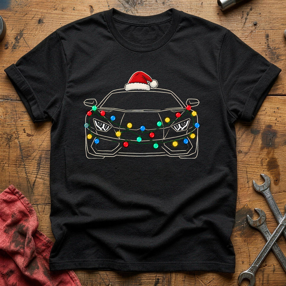 Sports Car Christmas Lights 61 T-Shirt - Black