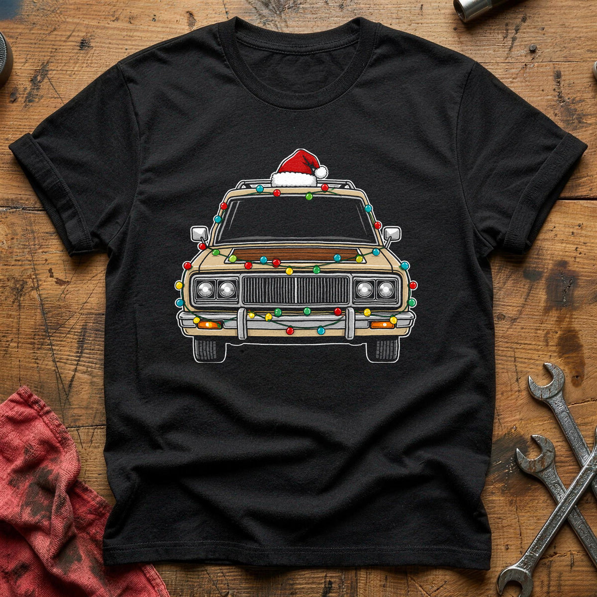 Station Wagon Christmas Lights 39 T-Shirt - Black