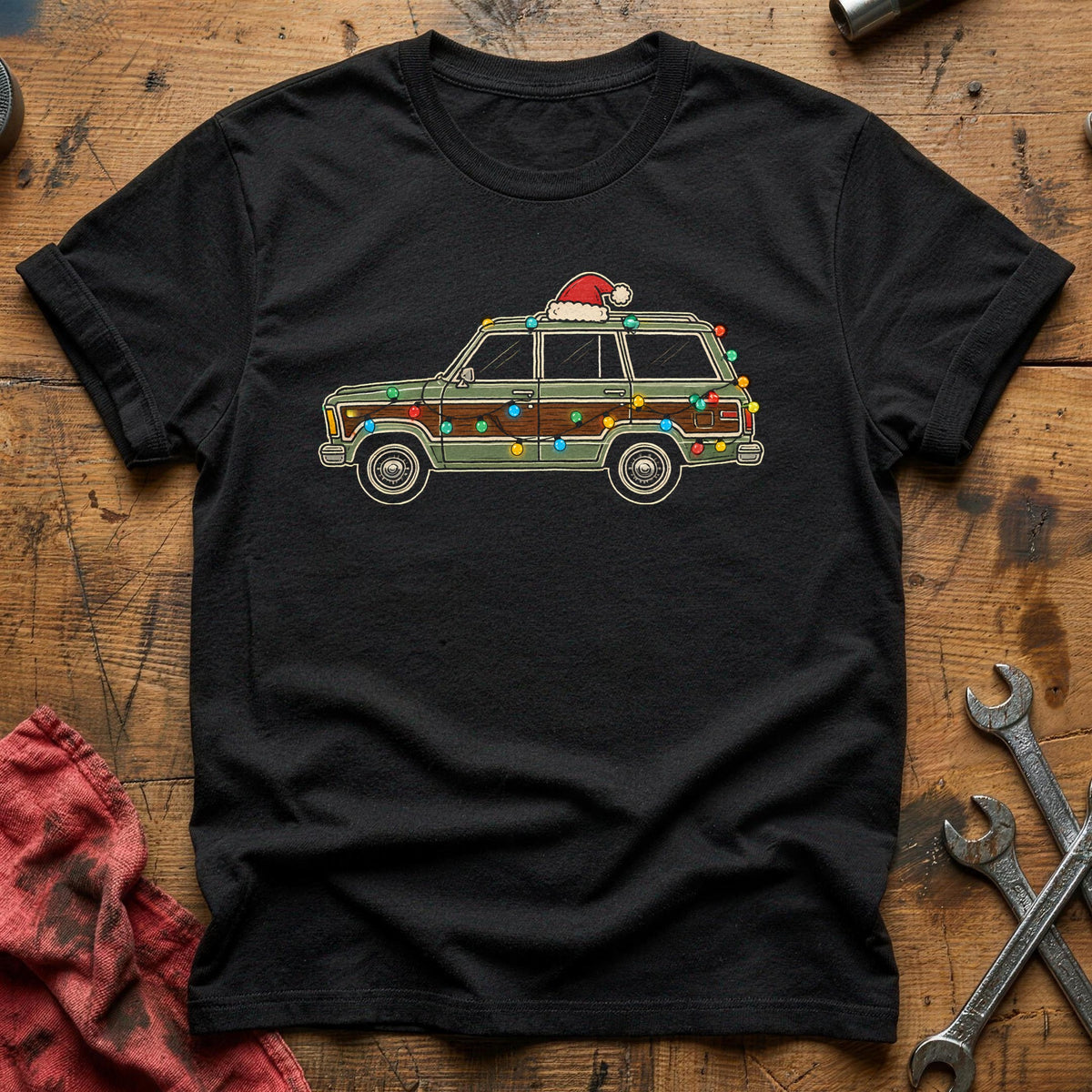 Station Wagon Christmas Lights 42 T-Shirt - Black