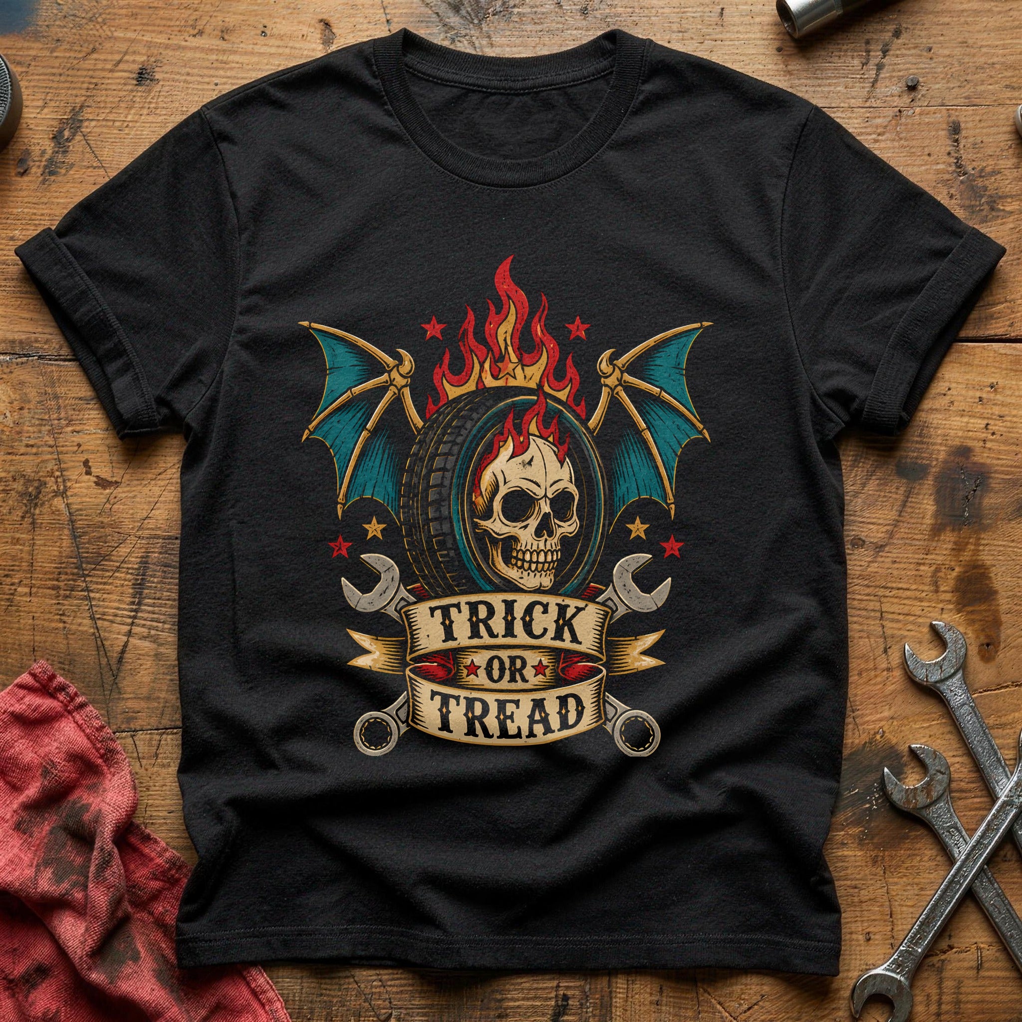 Trick Or Tread Tattoo 32 T-Shirt - Black